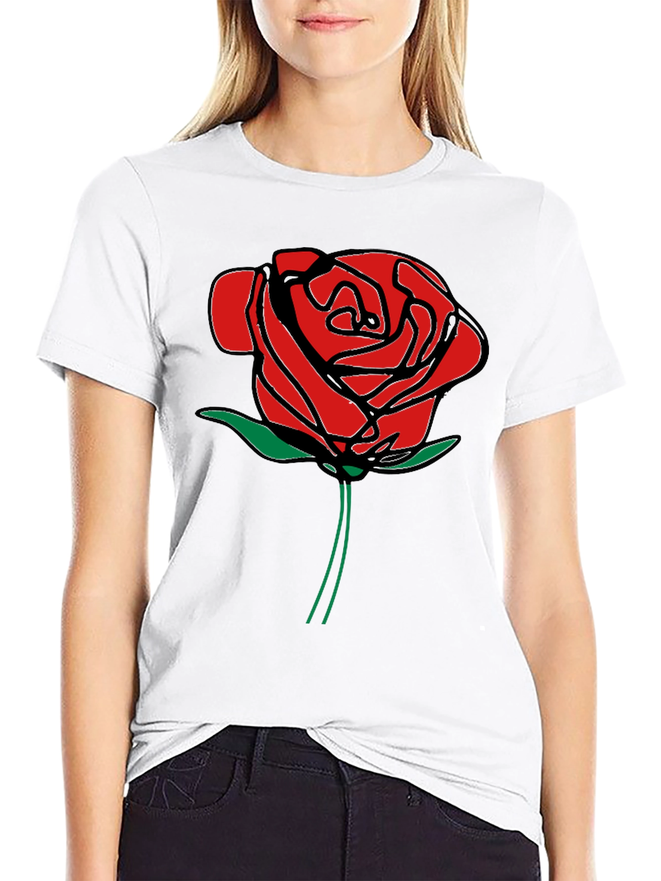 Red Rose Graphic Print T-Shirt