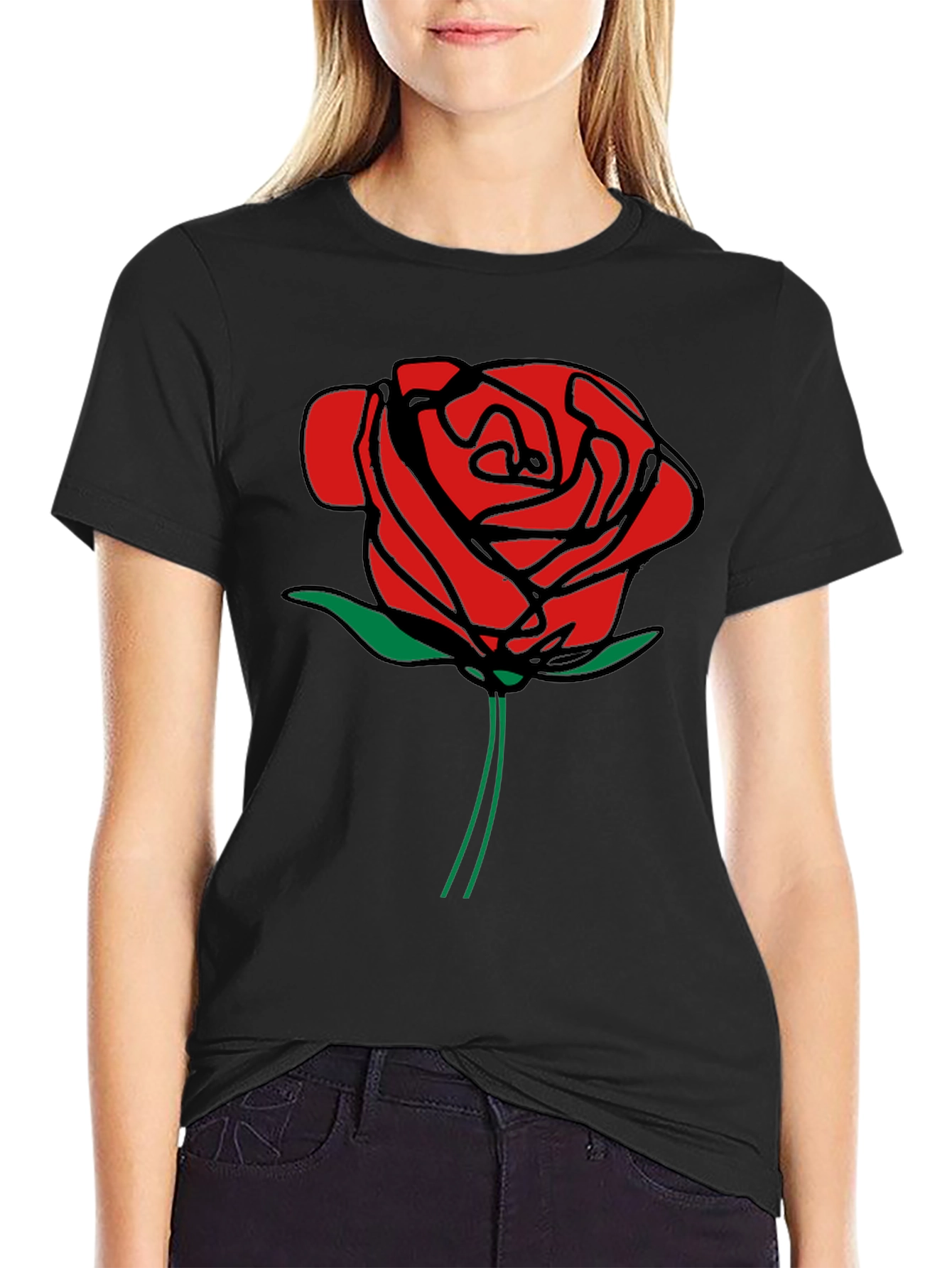 Red Rose Graphic Print T-Shirt