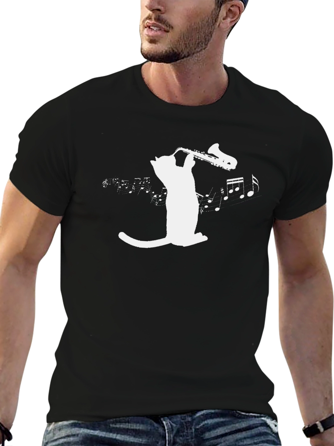 Cool Cat Saxophone Graphic Tee