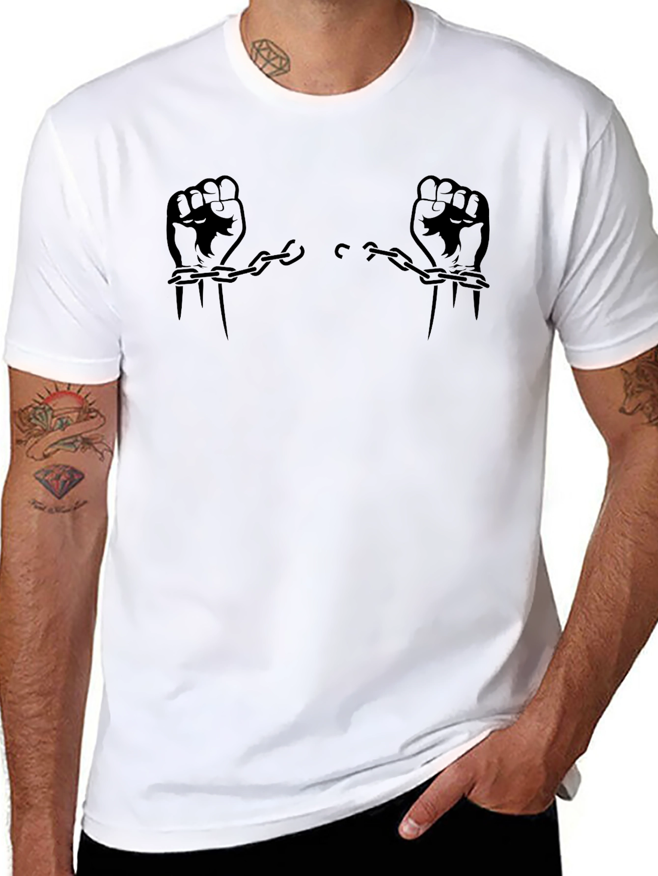 Breaking Chains Fist Graphic T-Shirt - Black