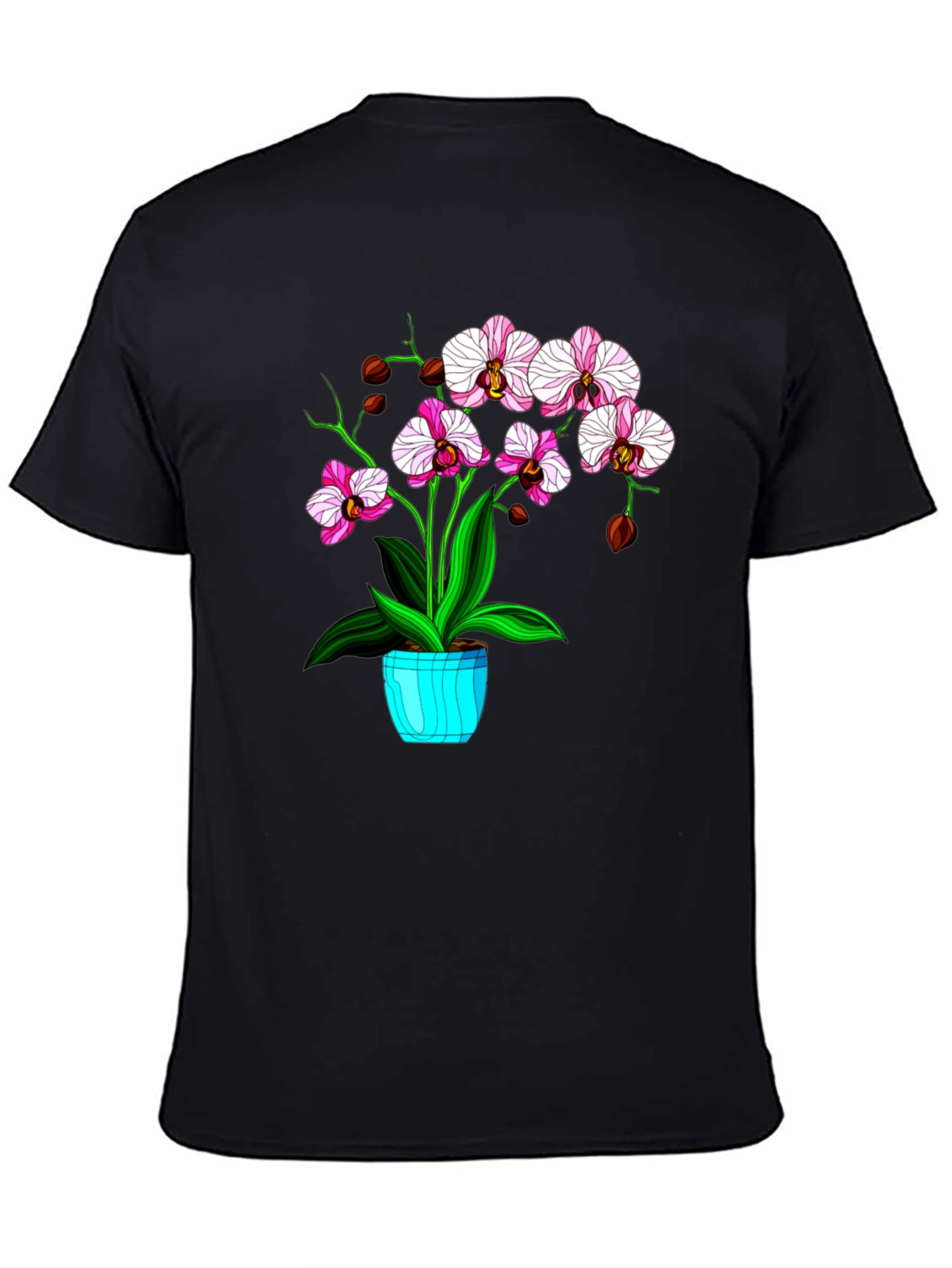 Floral T-Shirt with Orchid Plant Graphic