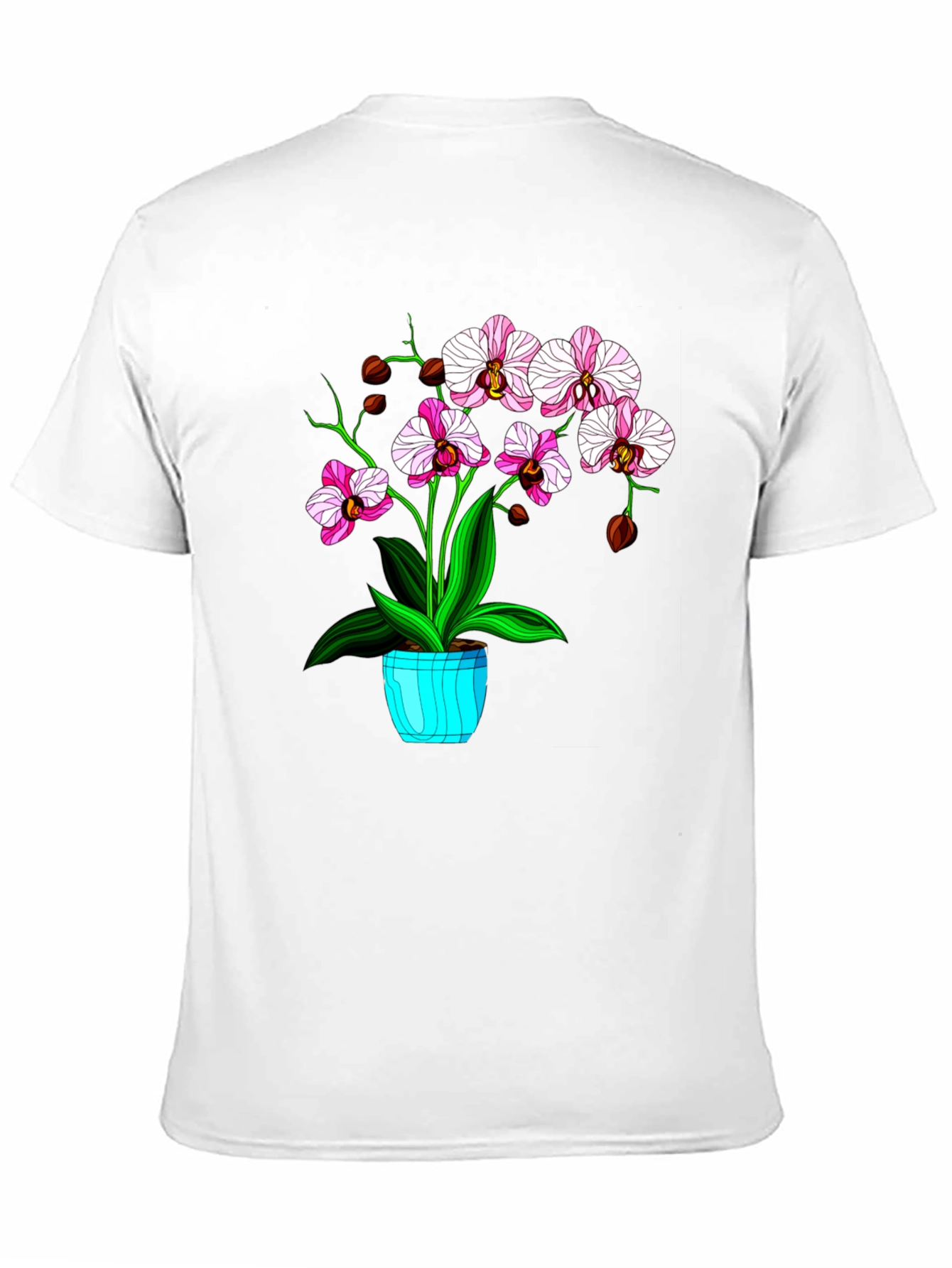 Floral T-Shirt with Orchid Plant Graphic