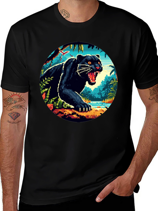 Pixel Panther Graphic Tee - Cool Retro Style