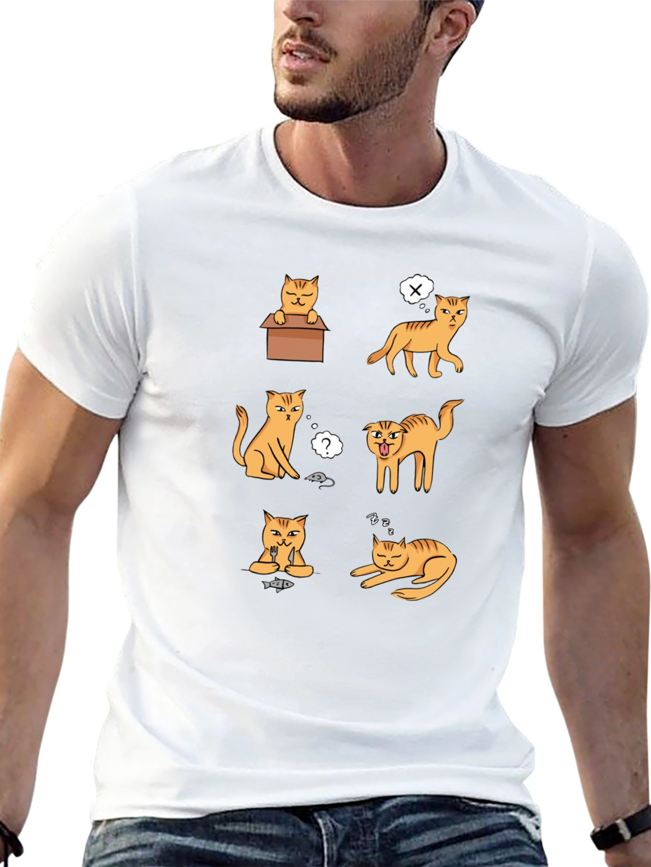 Funny Cats Graphic T-Shirt - Black Cotton Tee