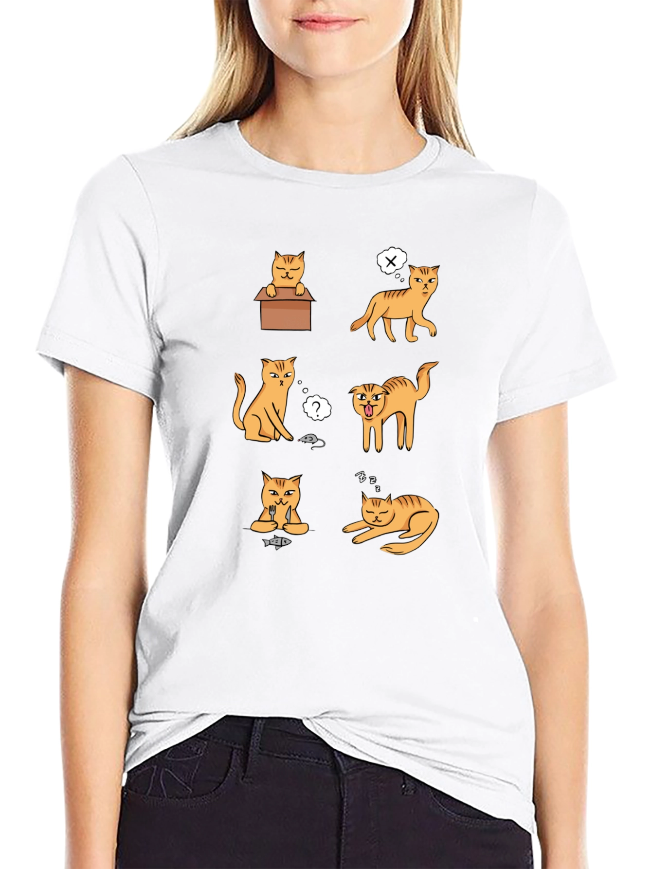 Funny Cats Graphic T-Shirt - Black Cotton Tee