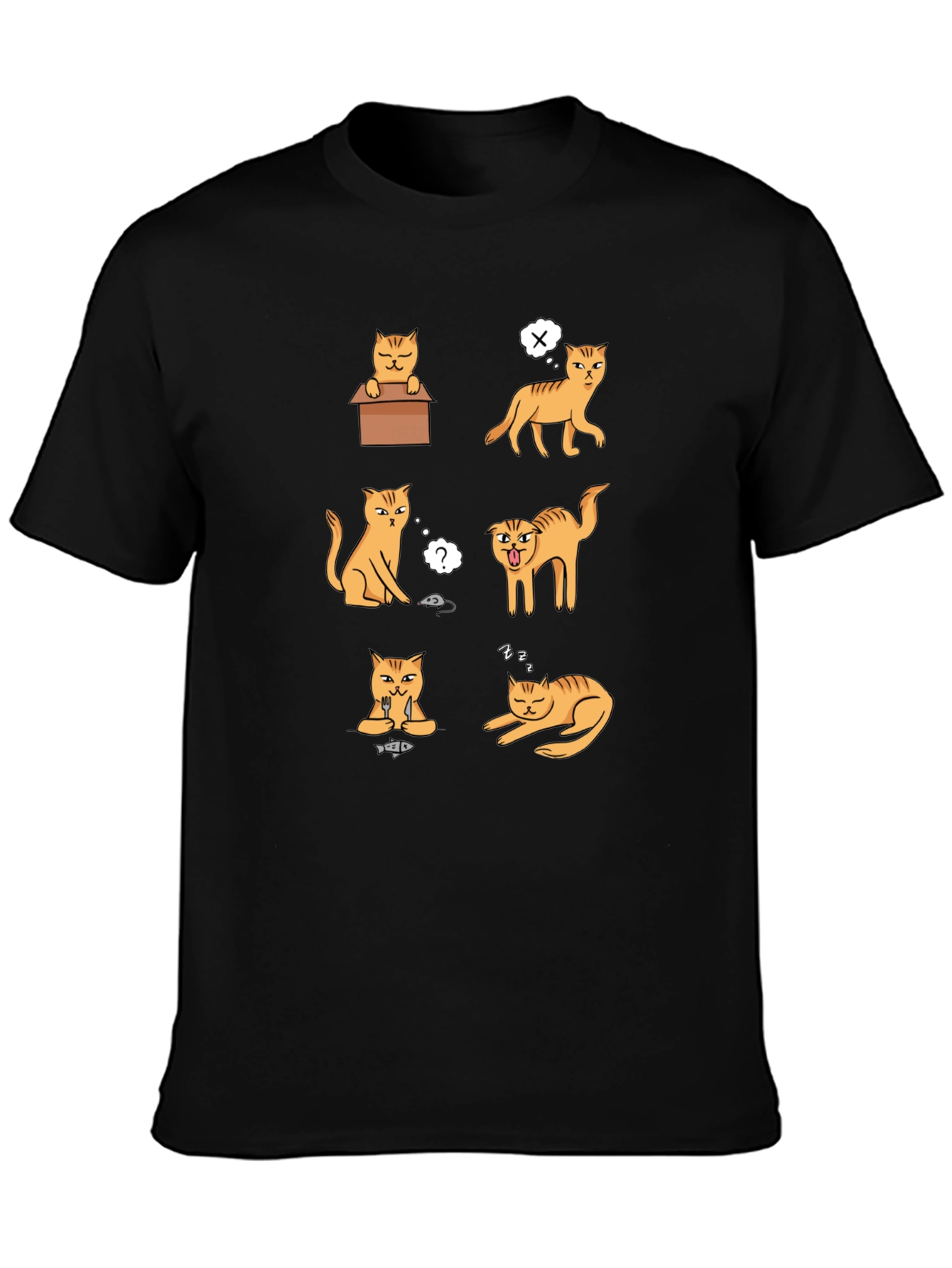 Funny Cats Graphic T-Shirt - Black Cotton Tee