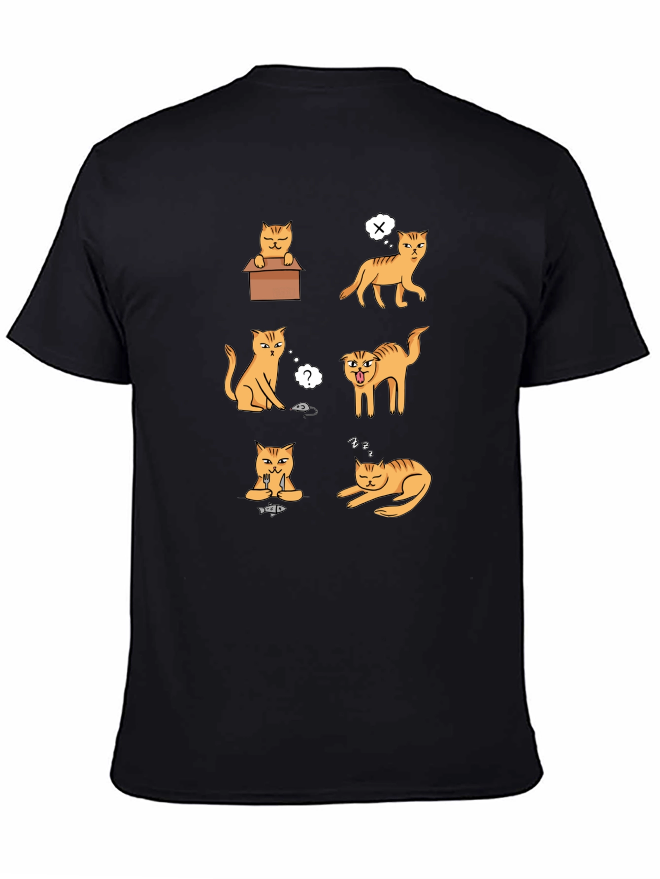 Funny Cats Graphic T-Shirt - Black Cotton Tee
