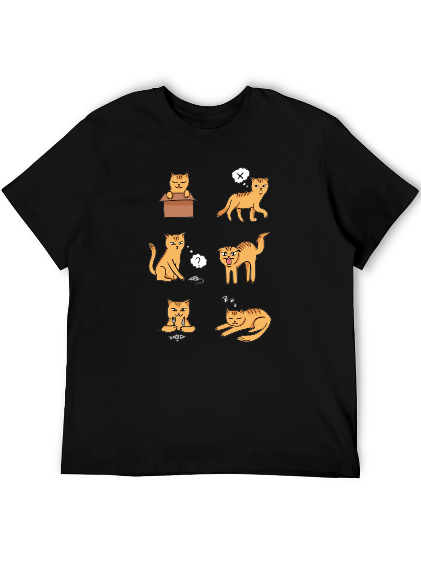 Funny Cats Graphic T-Shirt - Black Cotton Tee