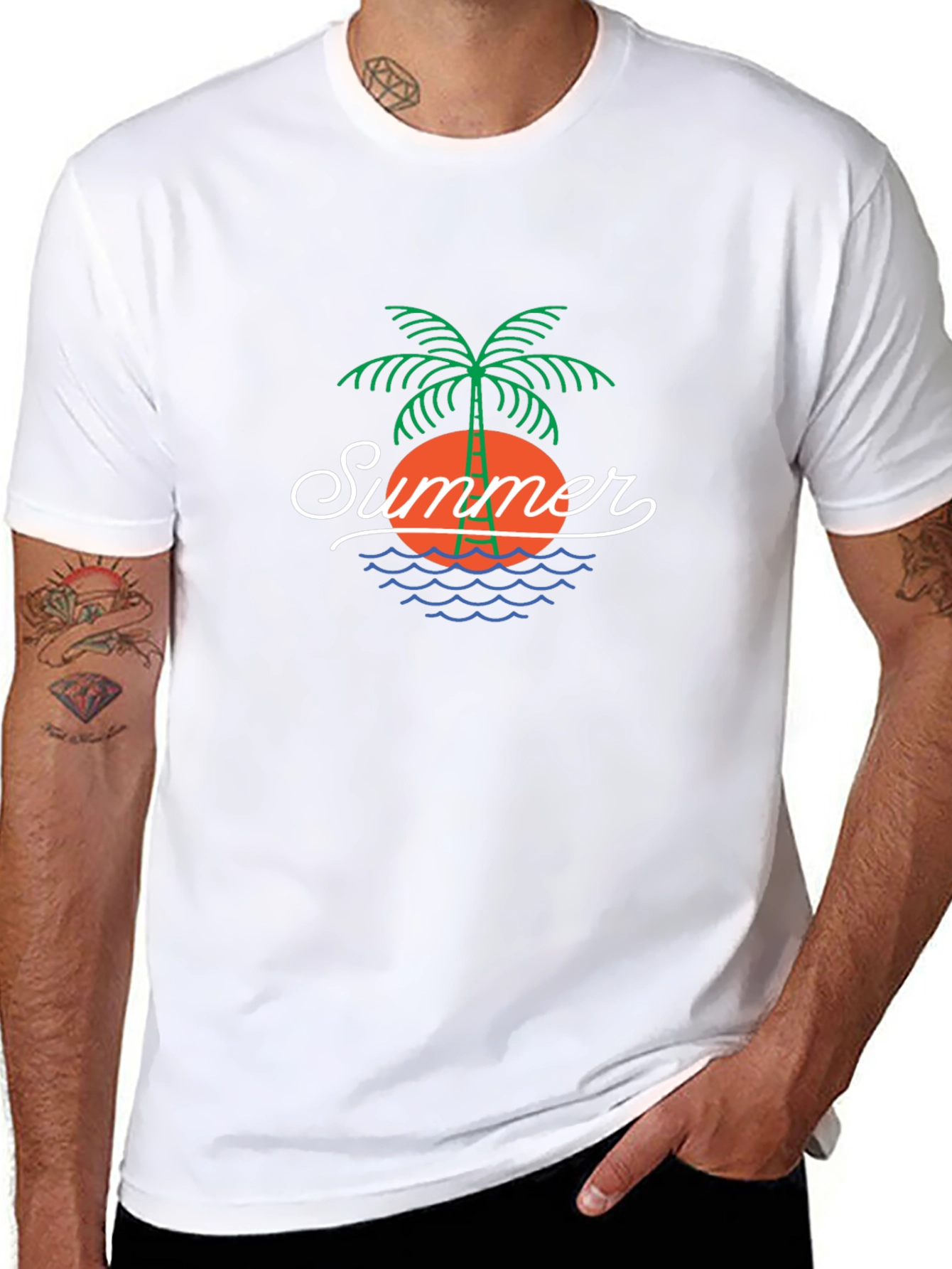 Summer Palm Tree Graphic Black T-Shirt