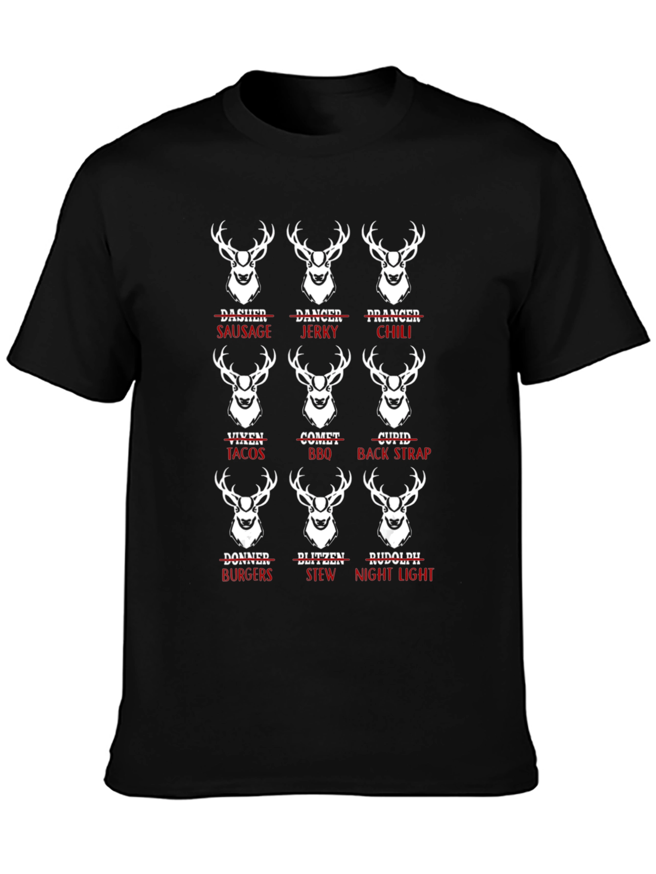 Reindeer Names T-Shirt: Funny Holiday Tee