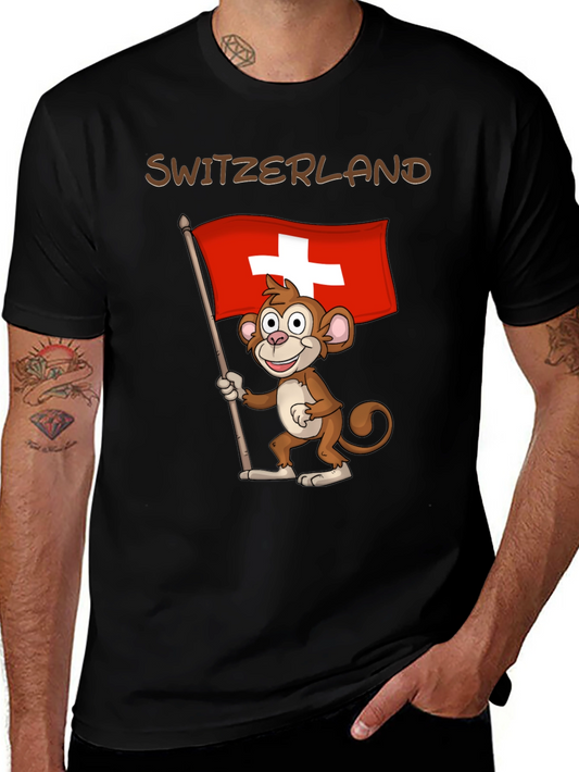 Switzerland Monkey Flag Graphic T-Shirt