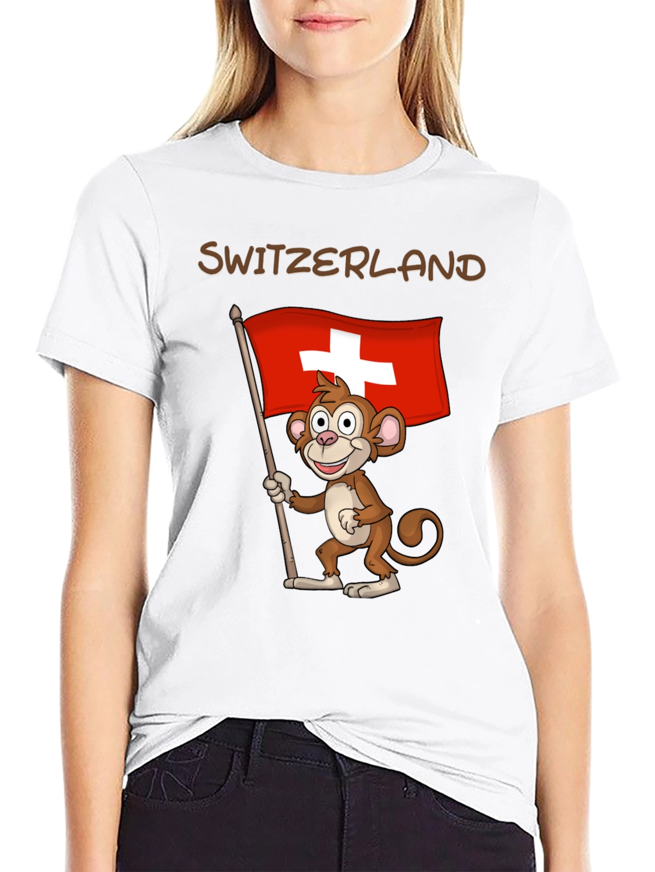 Switzerland Monkey Flag Graphic T-Shirt