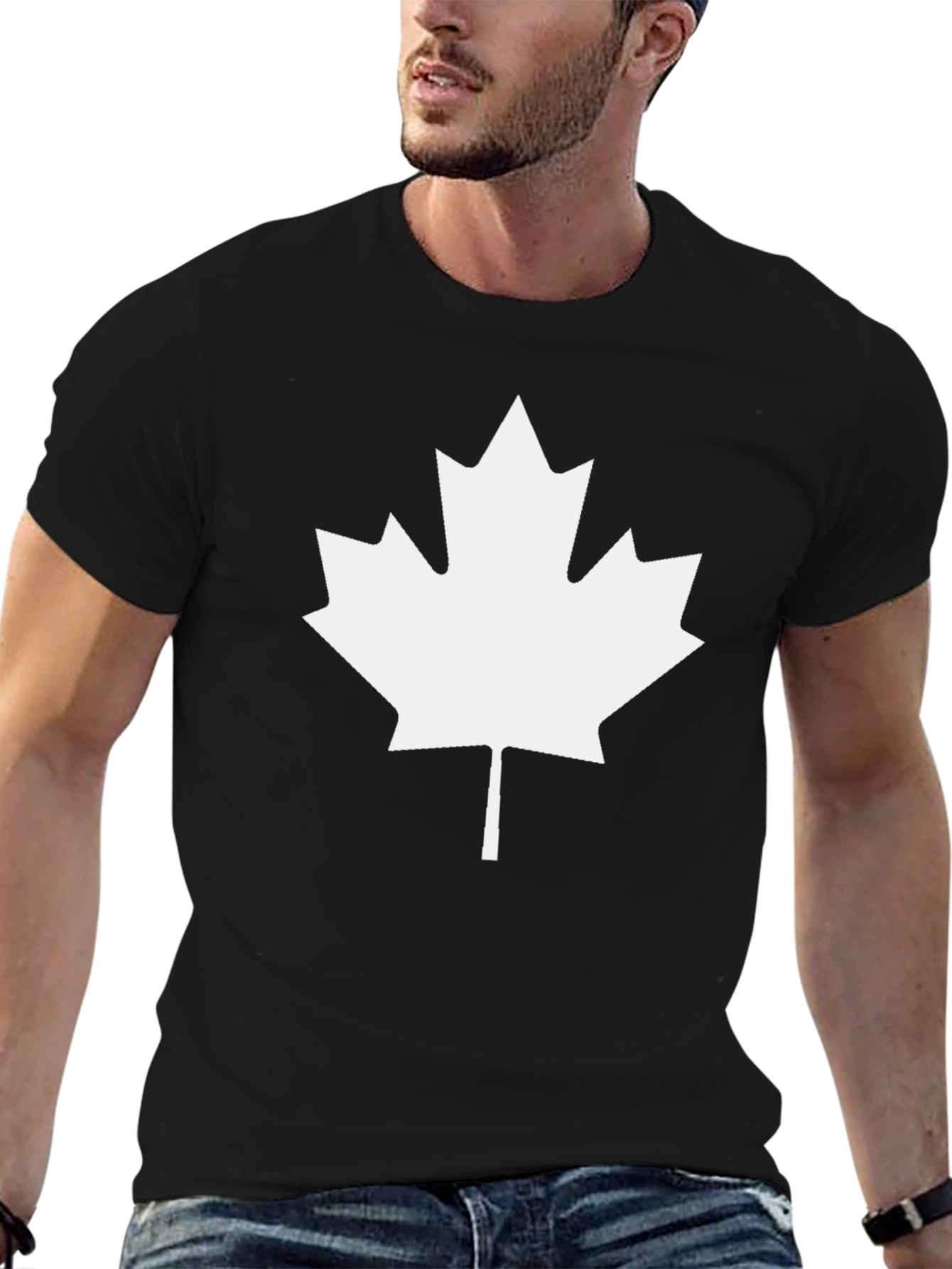 Maple Leaf Graphic Tee - Black Cotton