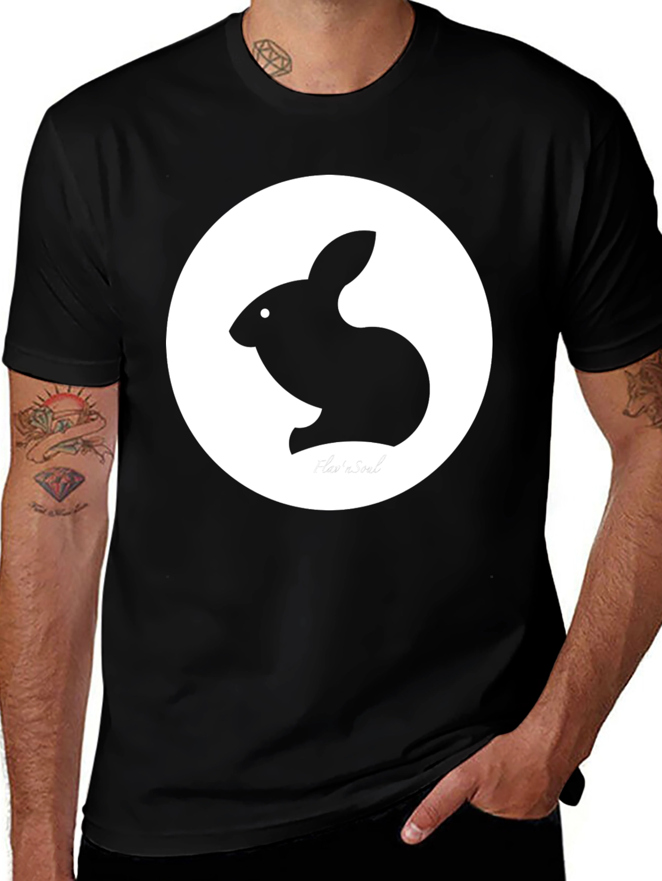 Rabbit Graphic Tee - Black Casual T-Shirt