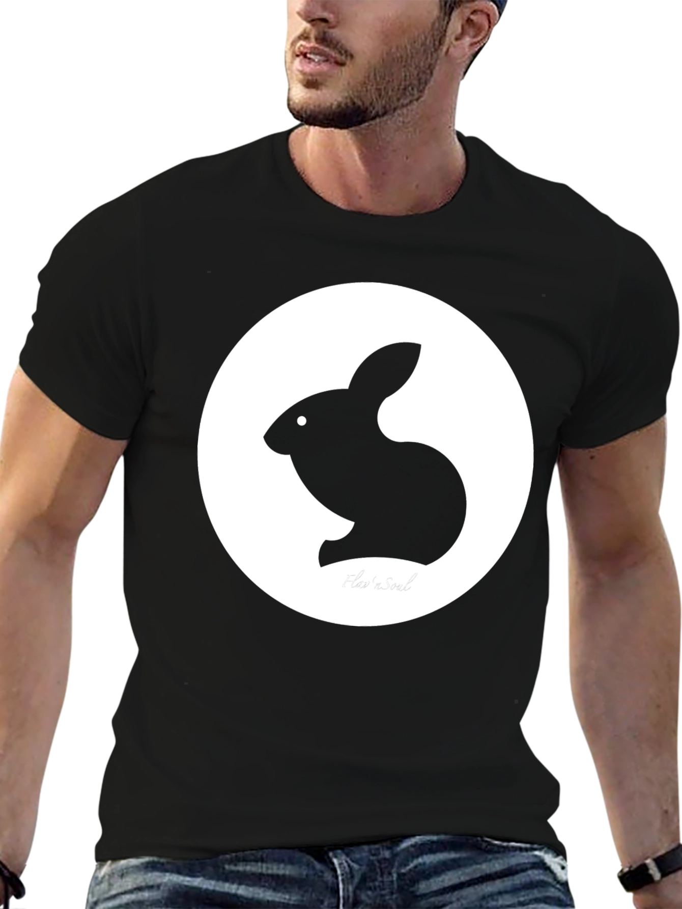 Rabbit Graphic Tee - Black Casual T-Shirt