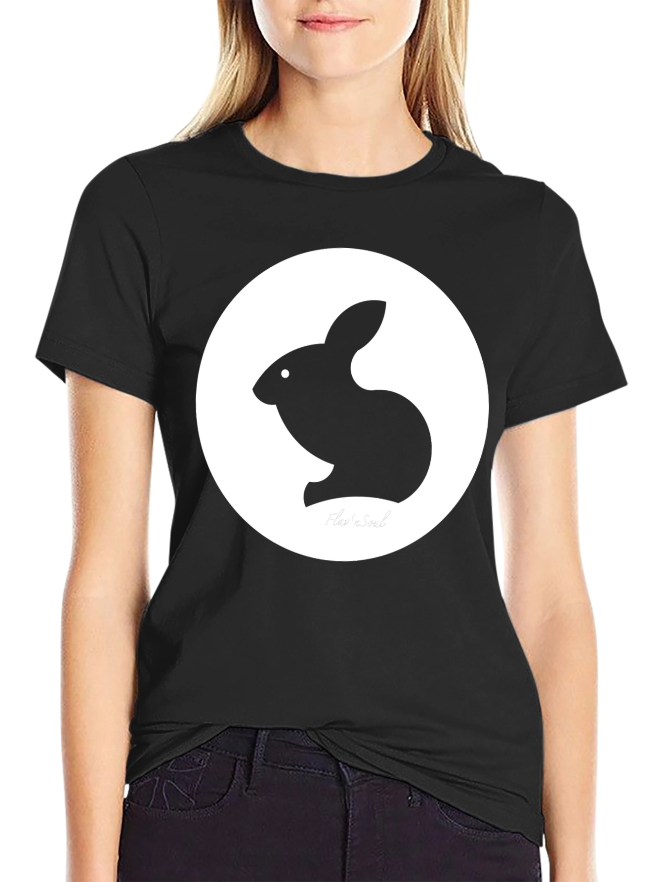 Rabbit Graphic Tee - Black Casual T-Shirt