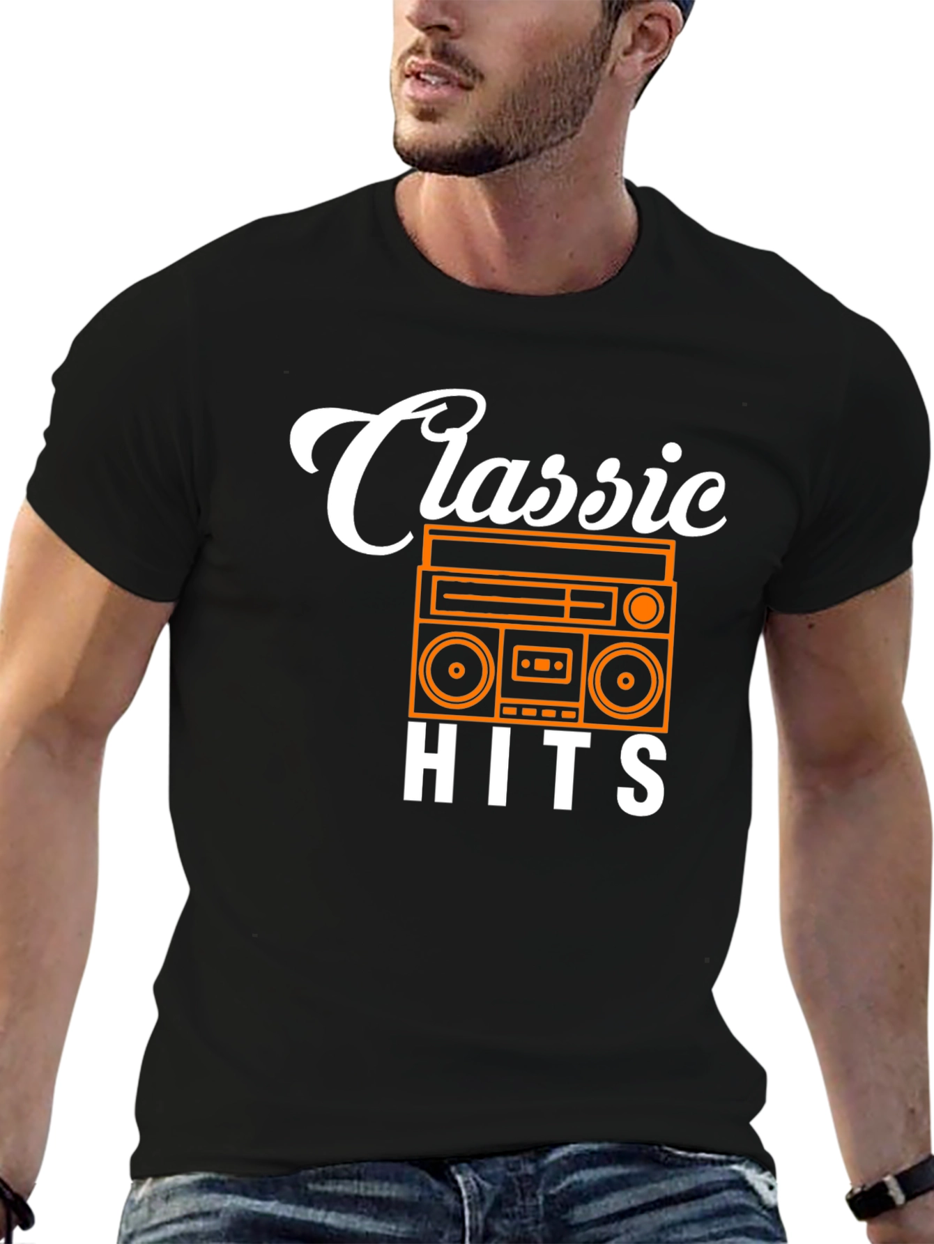 Classic Hits T-Shirt: Retro Boombox Design