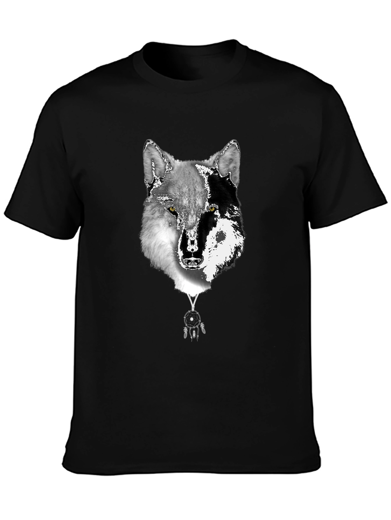 Wolf Dreamcatcher Graphic Tee - Black T-Shirt