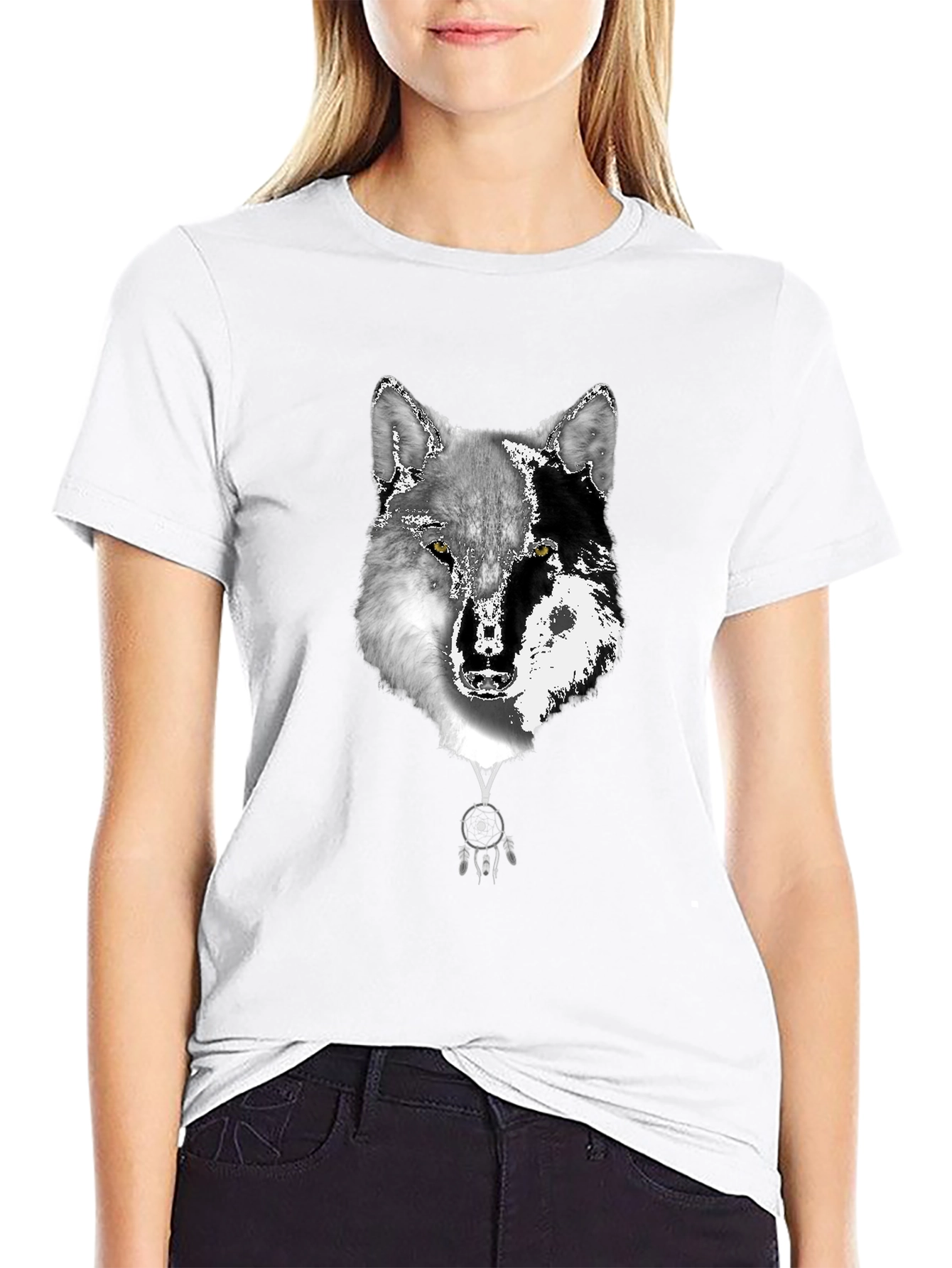 Wolf Dreamcatcher Graphic Tee - Black T-Shirt
