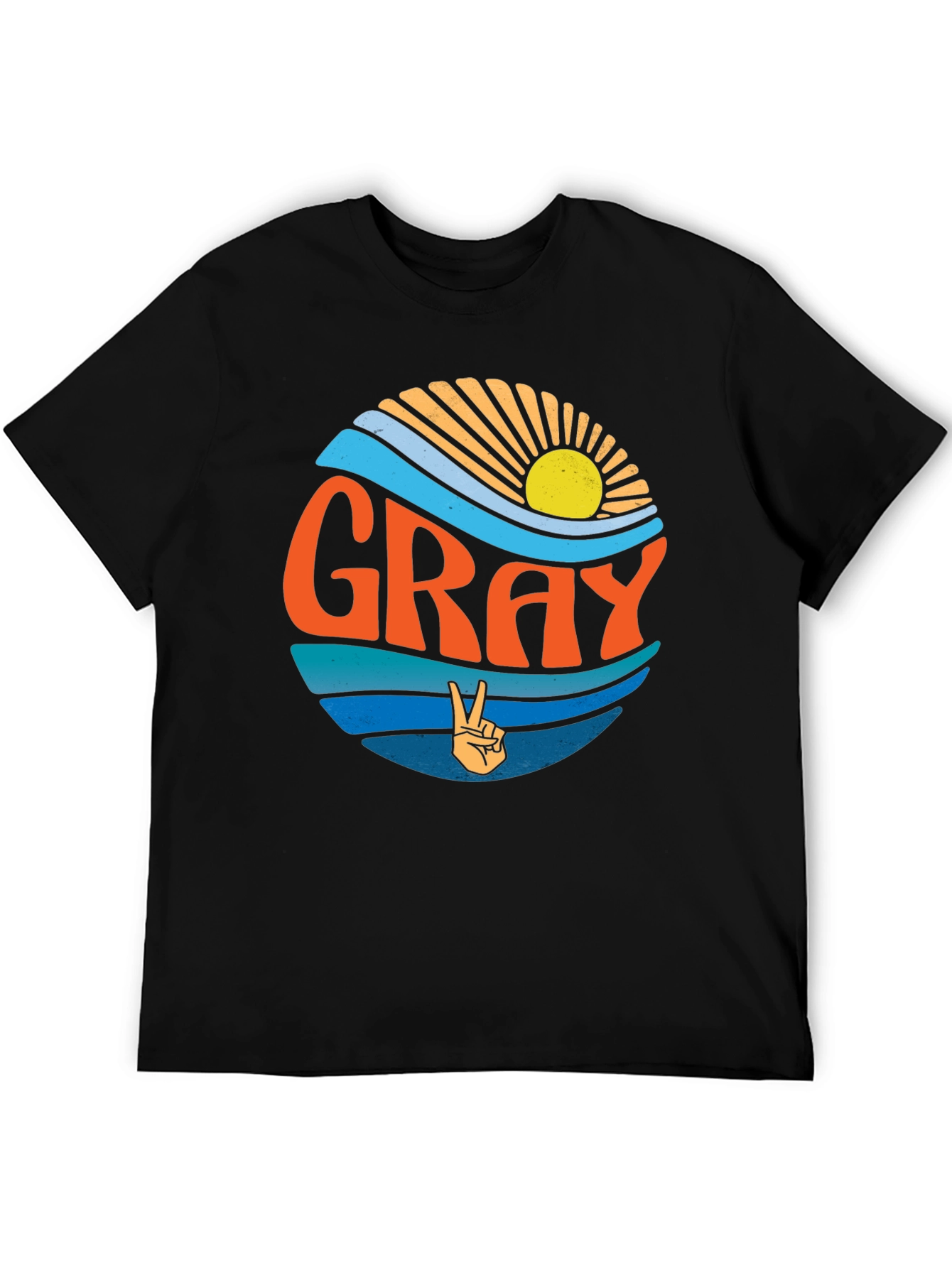 GRAY Retro Sunset Peace Sign T-Shirt