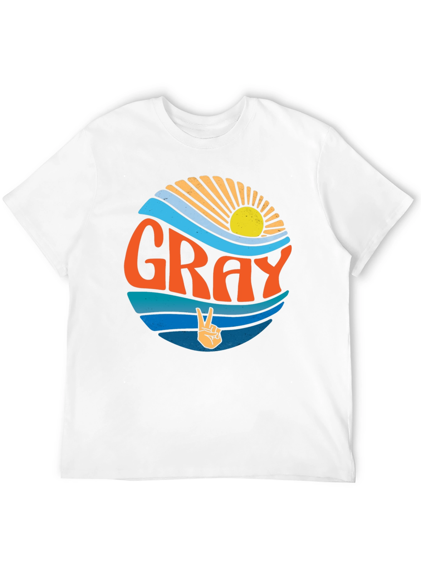 GRAY Retro Sunset Peace Sign T-Shirt
