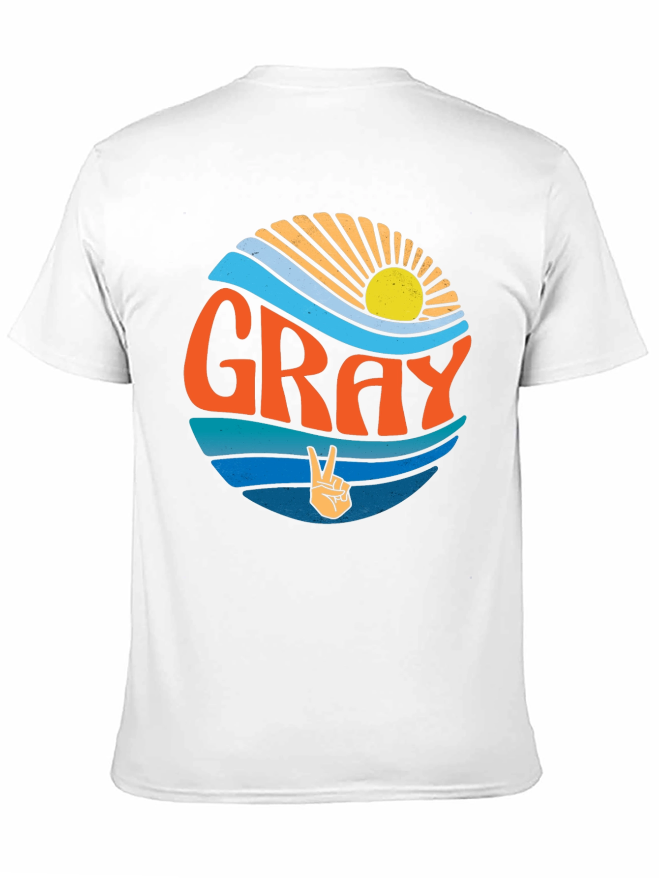 GRAY Retro Sunset Peace Sign T-Shirt