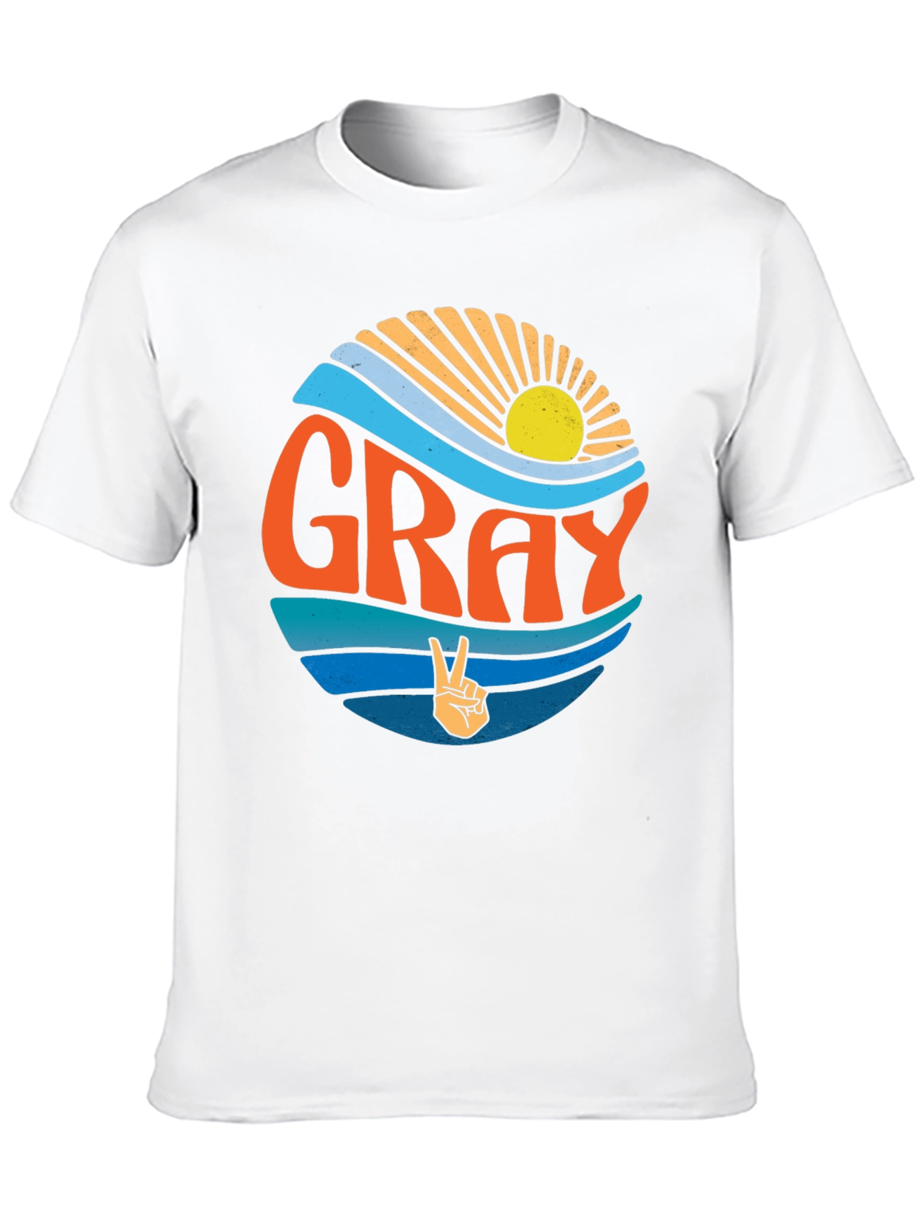 GRAY Retro Sunset Peace Sign T-Shirt