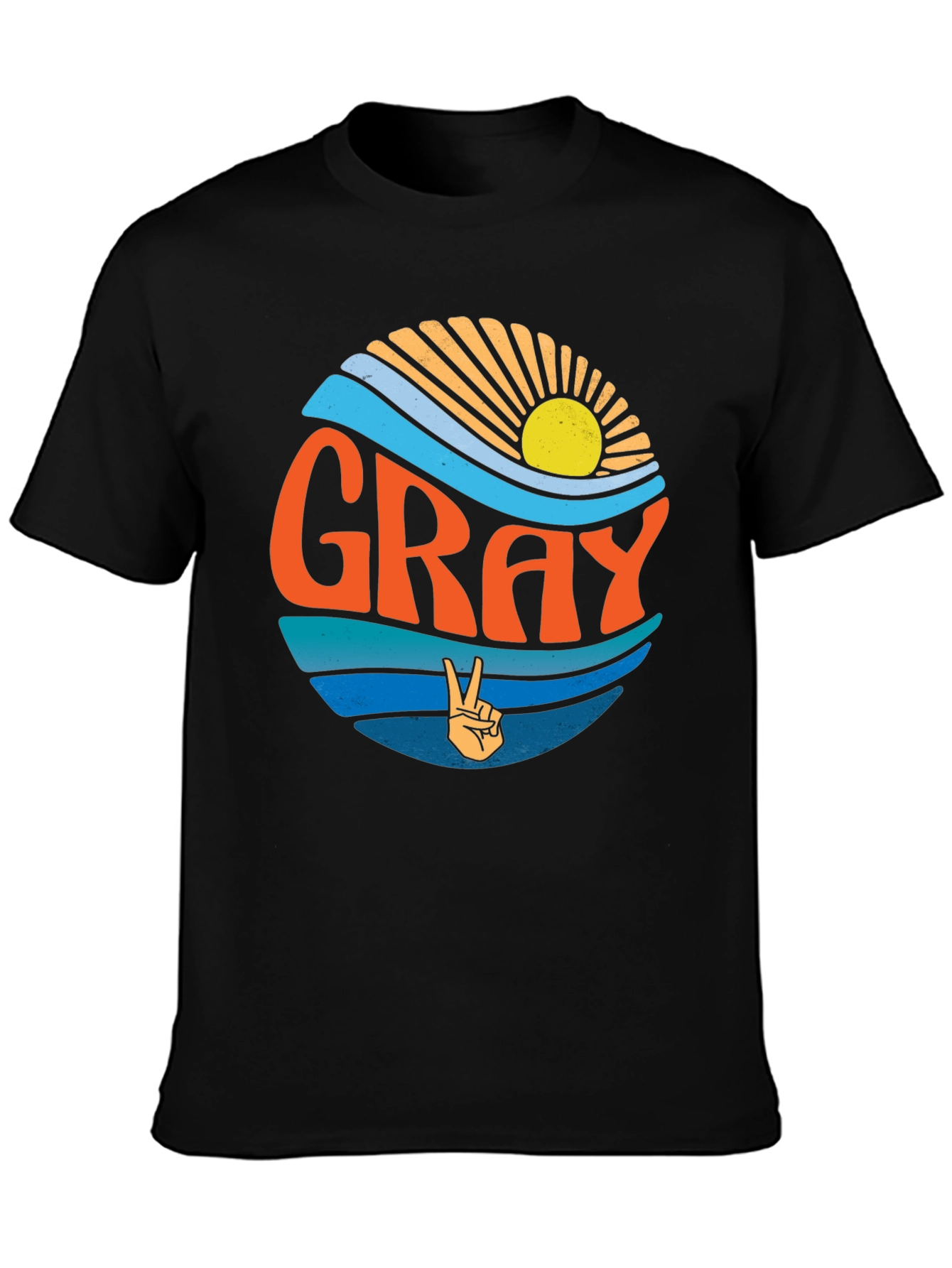 GRAY Retro Sunset Peace Sign T-Shirt