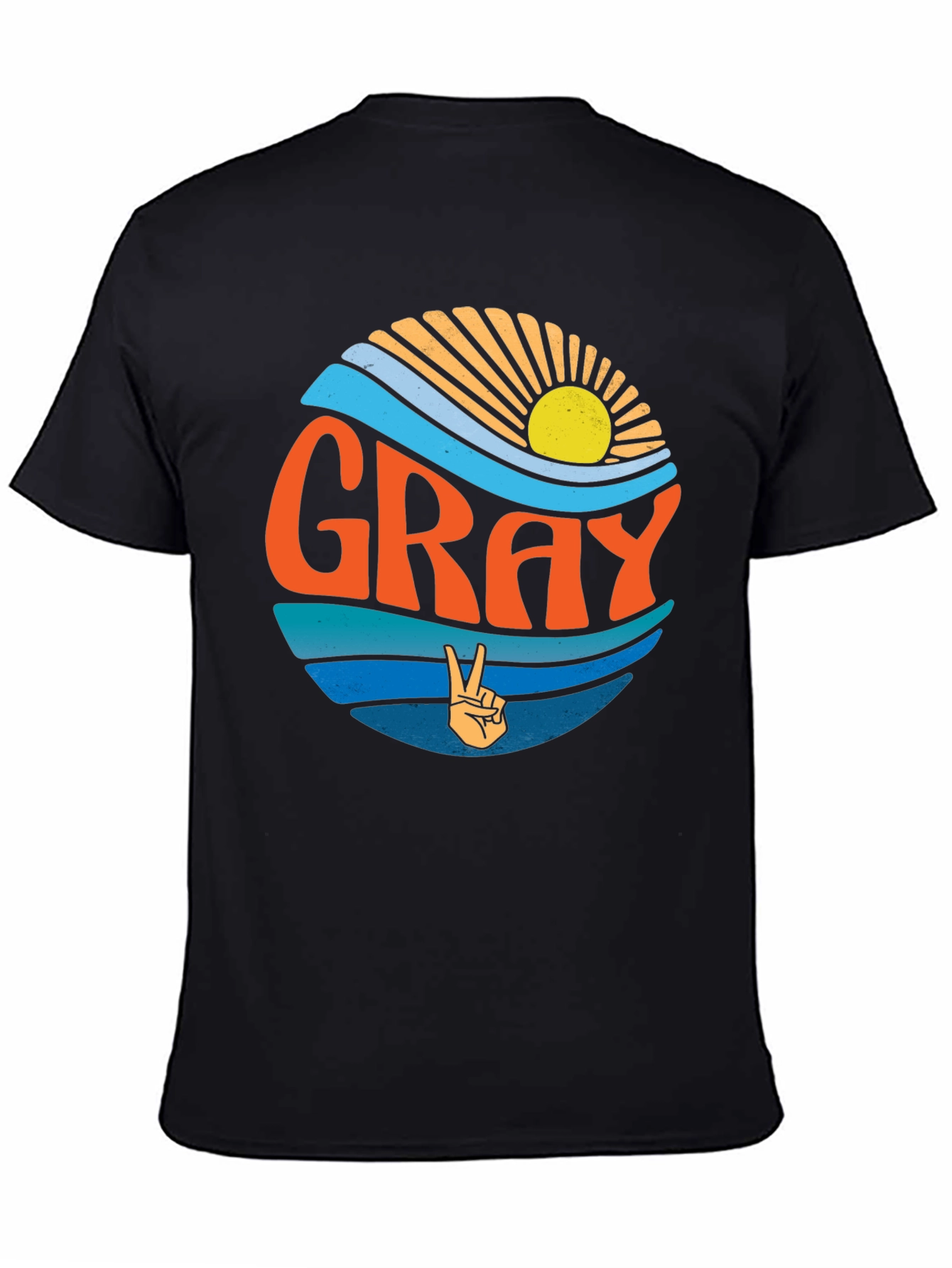 GRAY Retro Sunset Peace Sign T-Shirt