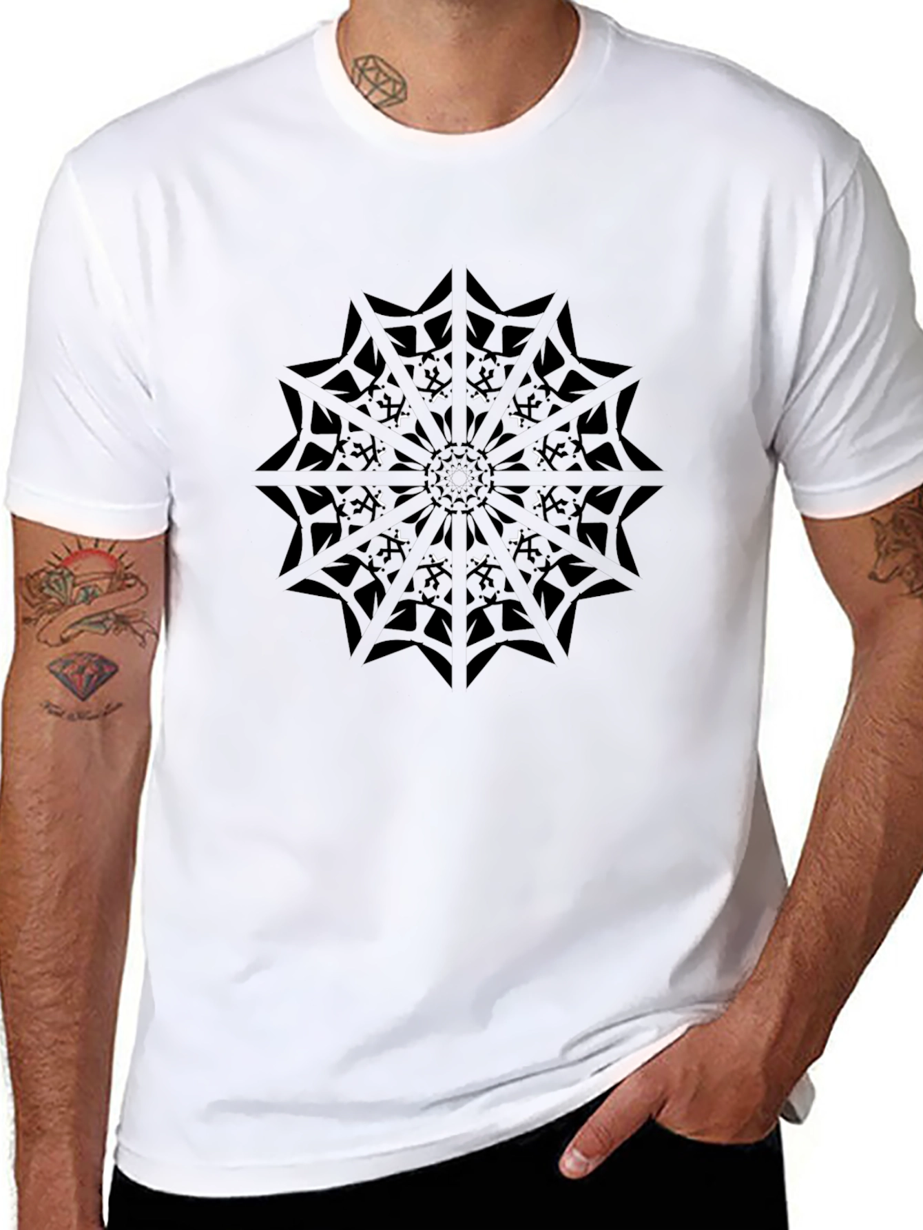 Abstract Mandala Graphic Black T-Shirt