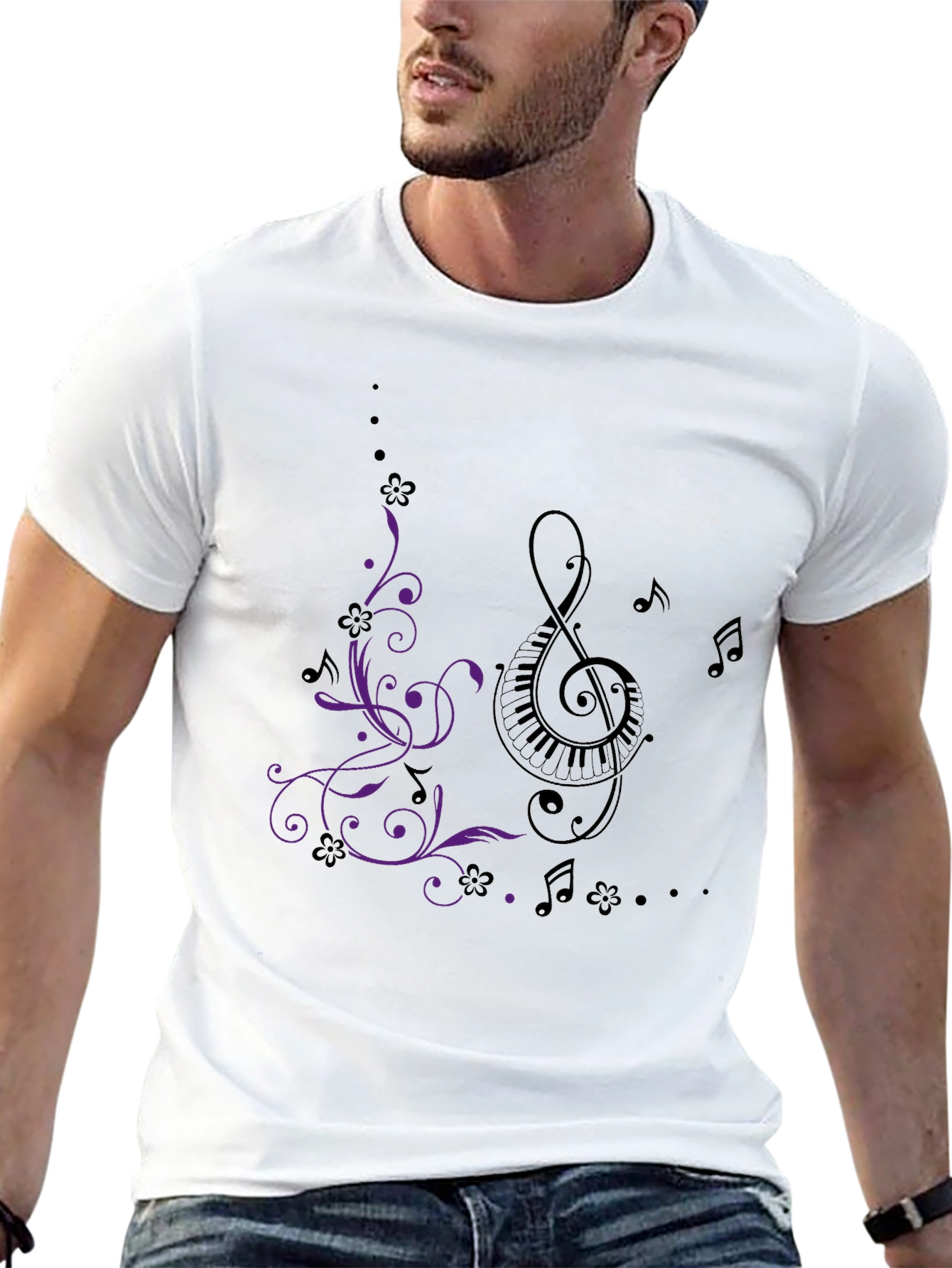 Music Treble Clef Floral T-Shirt