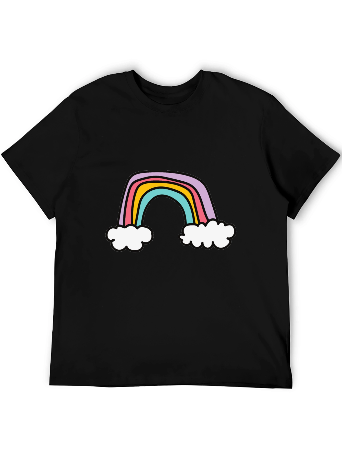 Rainbow Graphic Tee - Black Cotton T-Shirt