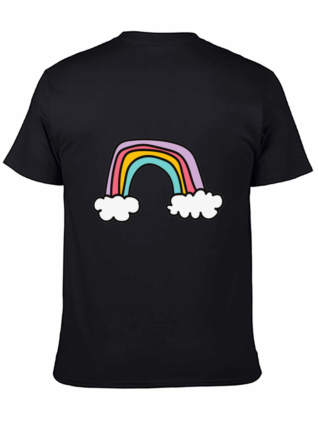 Rainbow Graphic Tee - Black Cotton T-Shirt