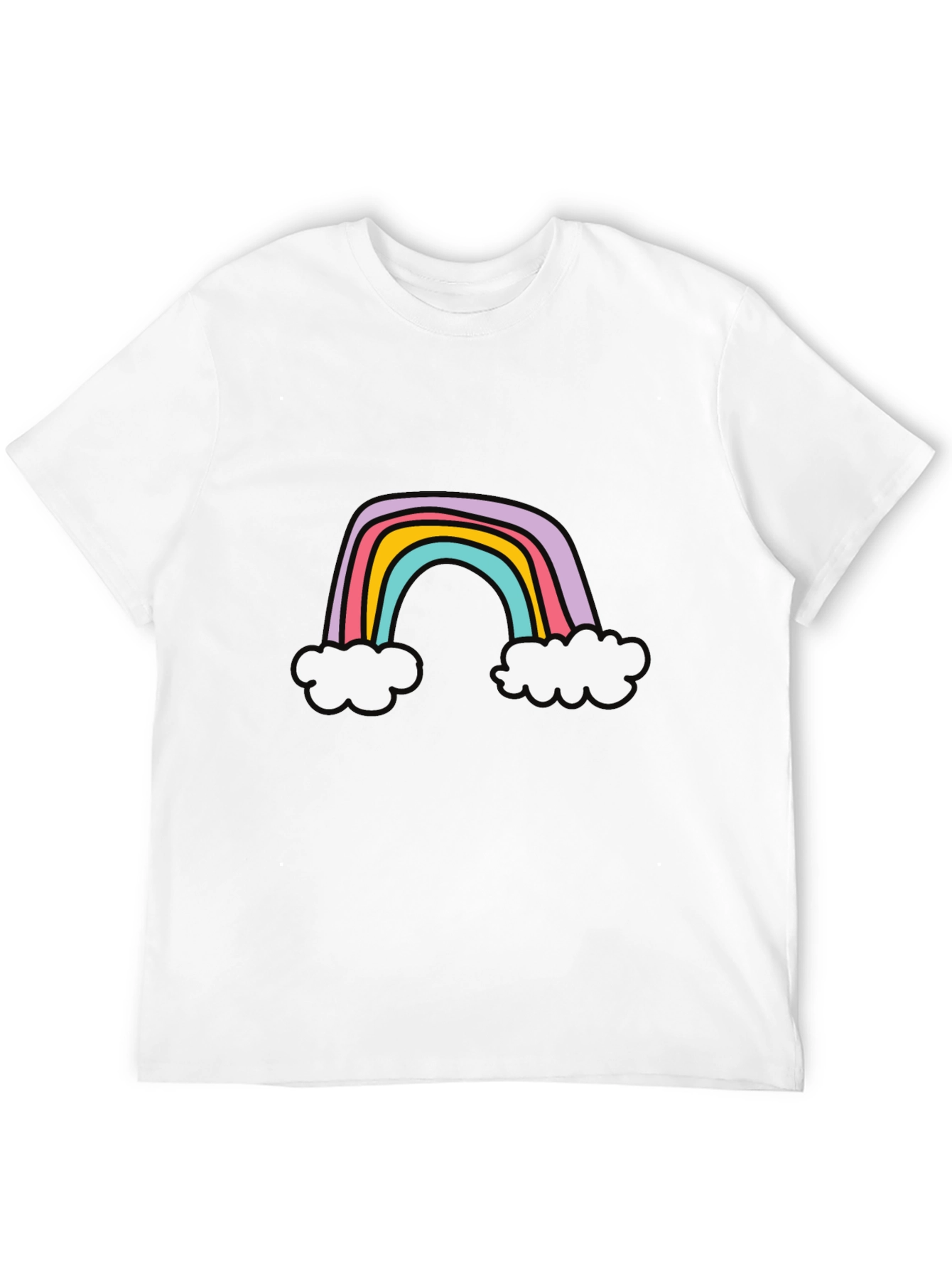 Rainbow Graphic Tee - Black Cotton T-Shirt