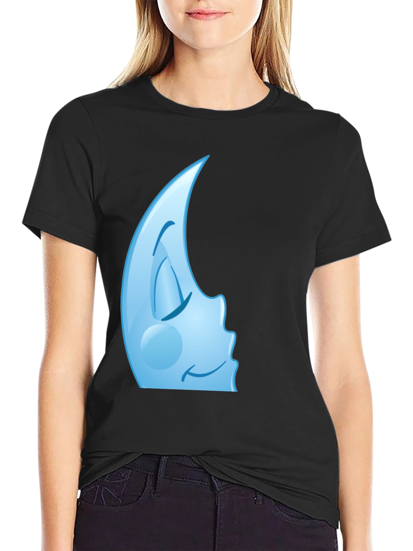 Sleepy Moon Graphic Tee - Stylish Black Cotton T-Shirt