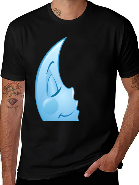 Sleepy Moon Graphic Tee - Stylish Black Cotton T-Shirt
