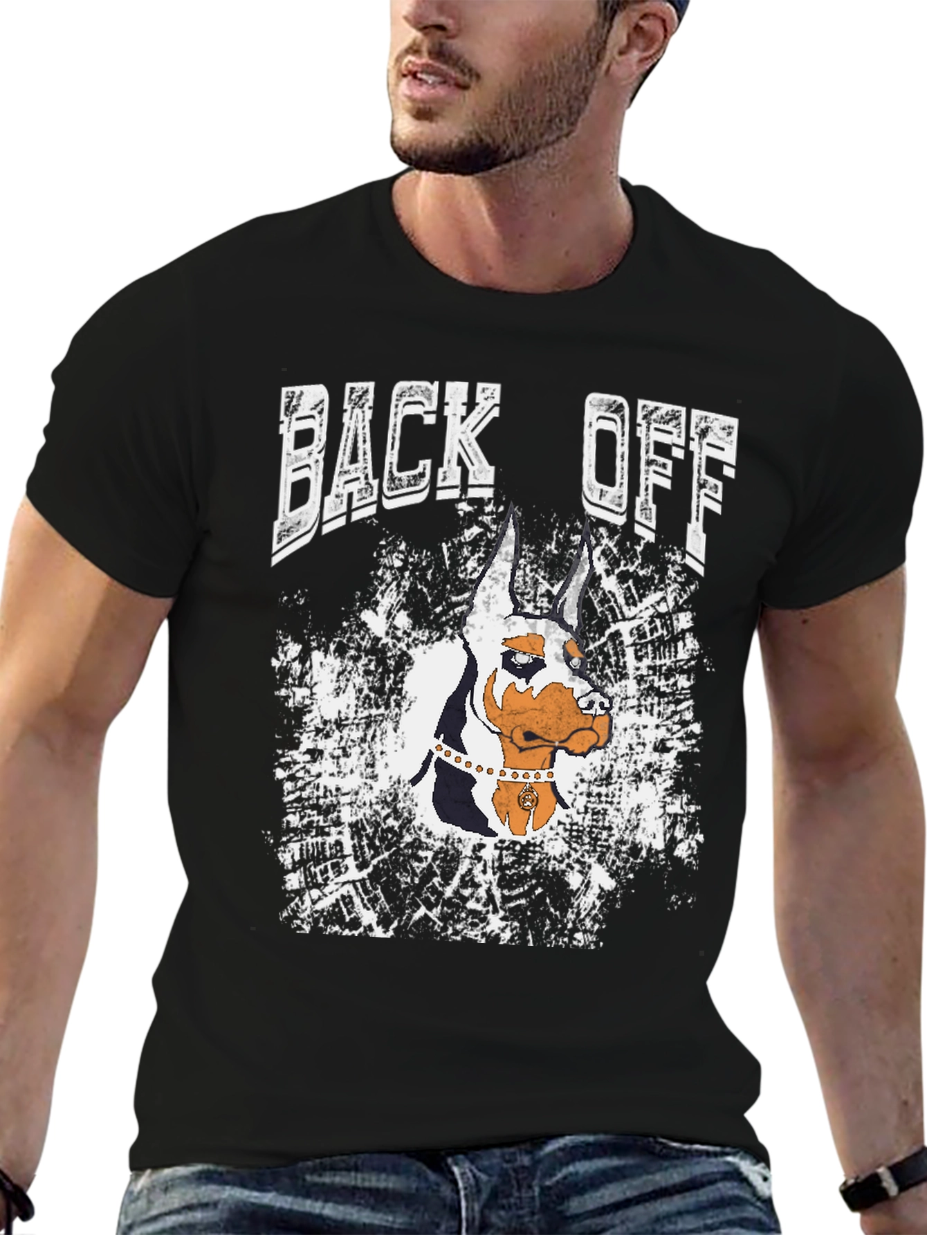 Back Off Doberman Graphic T-Shirt - Black