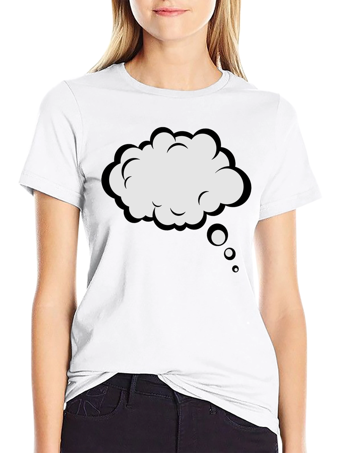 Black T-Shirt with Thought Bubble Design