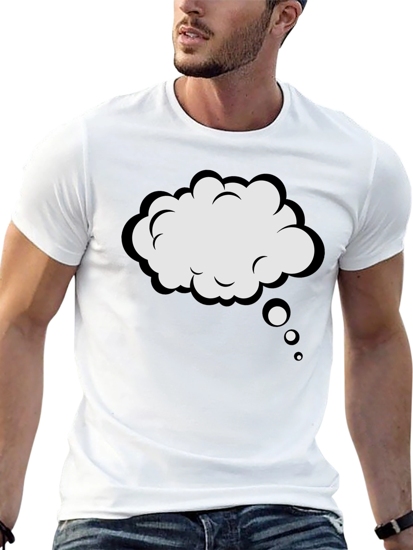 Black T-Shirt with Thought Bubble Design