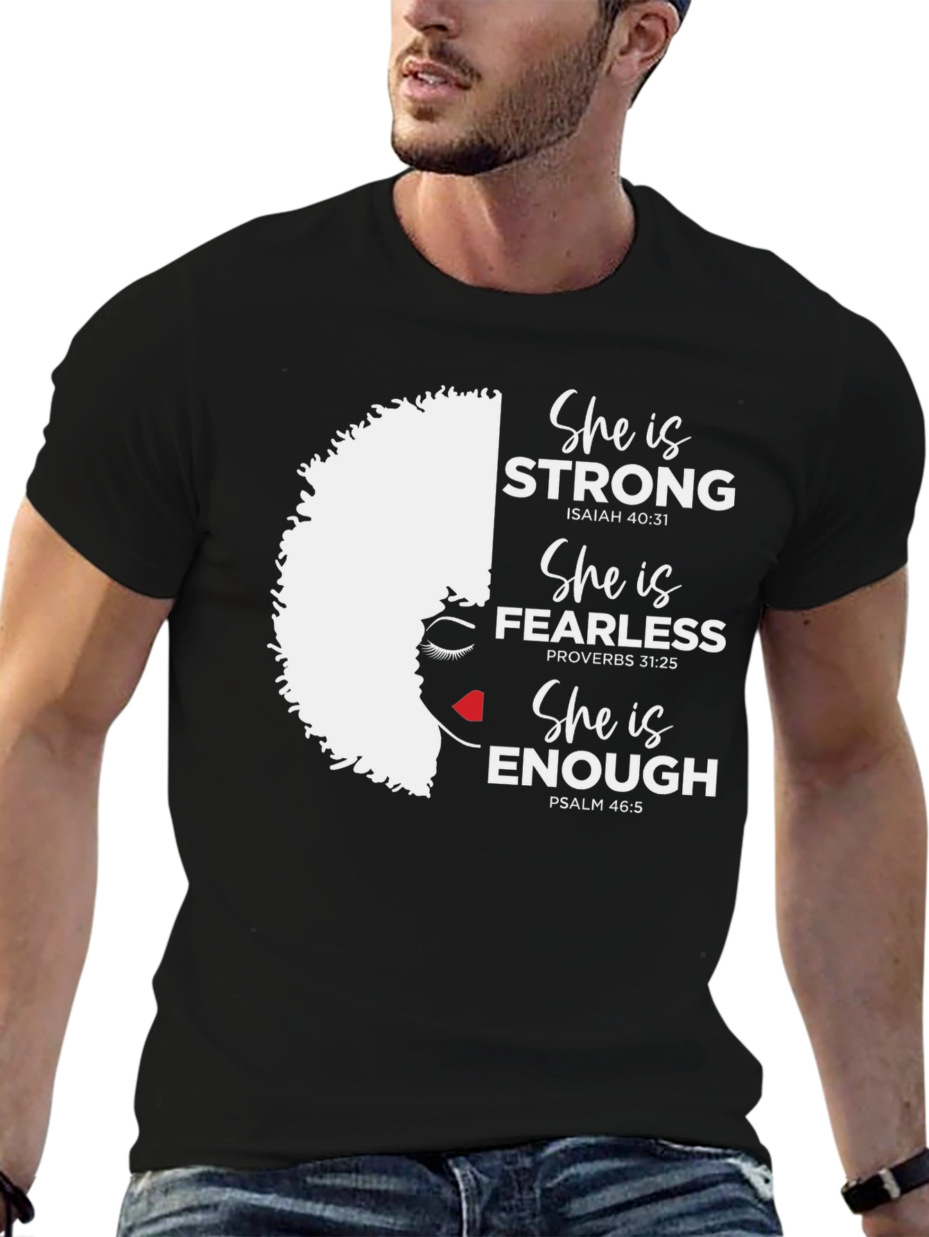 Empowered Woman Graphic Tee: Strong Fearless Enough