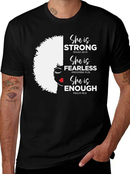Empowered Woman Graphic Tee: Strong Fearless Enough