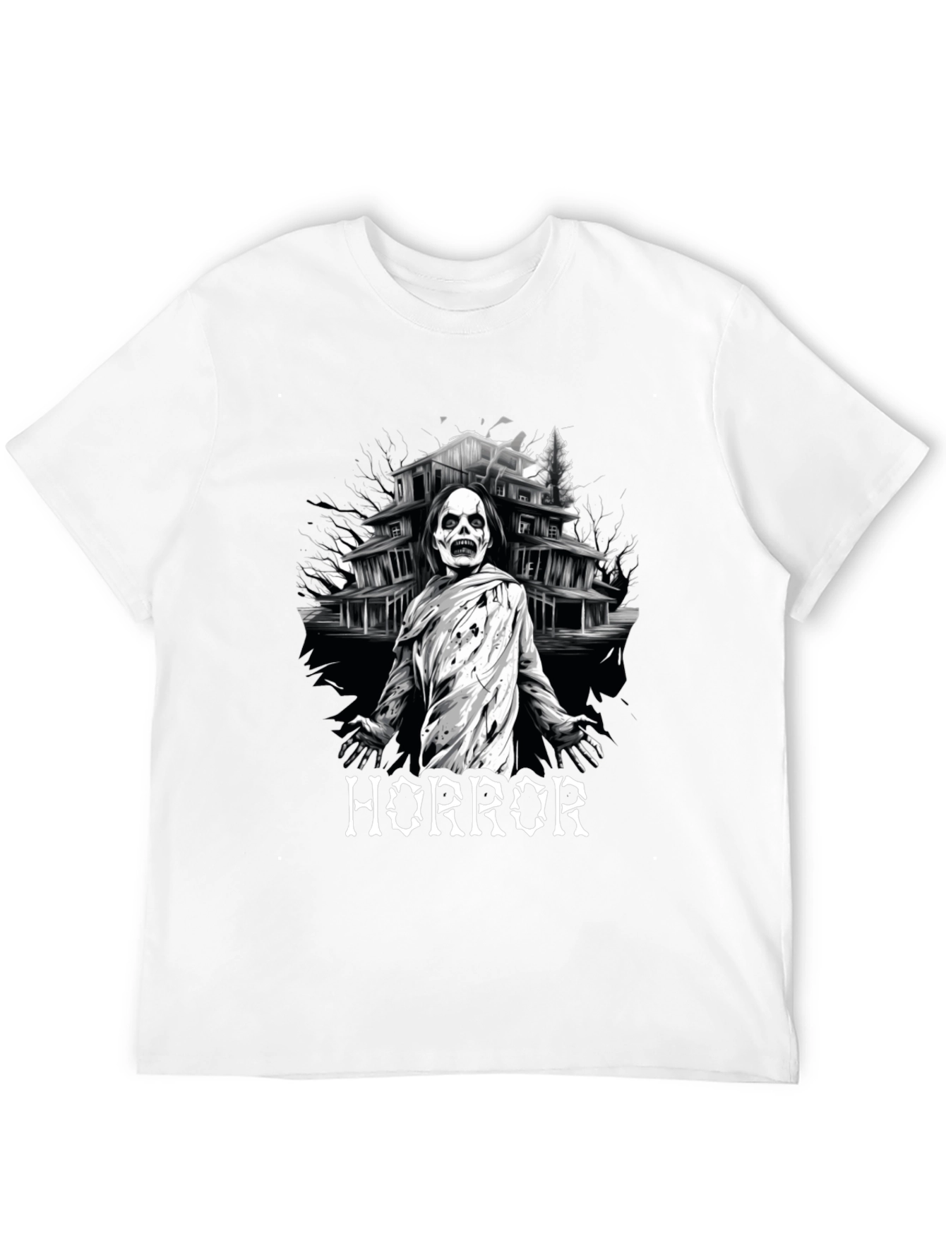 Horror Mansion Graphic Tee - Spooky Design