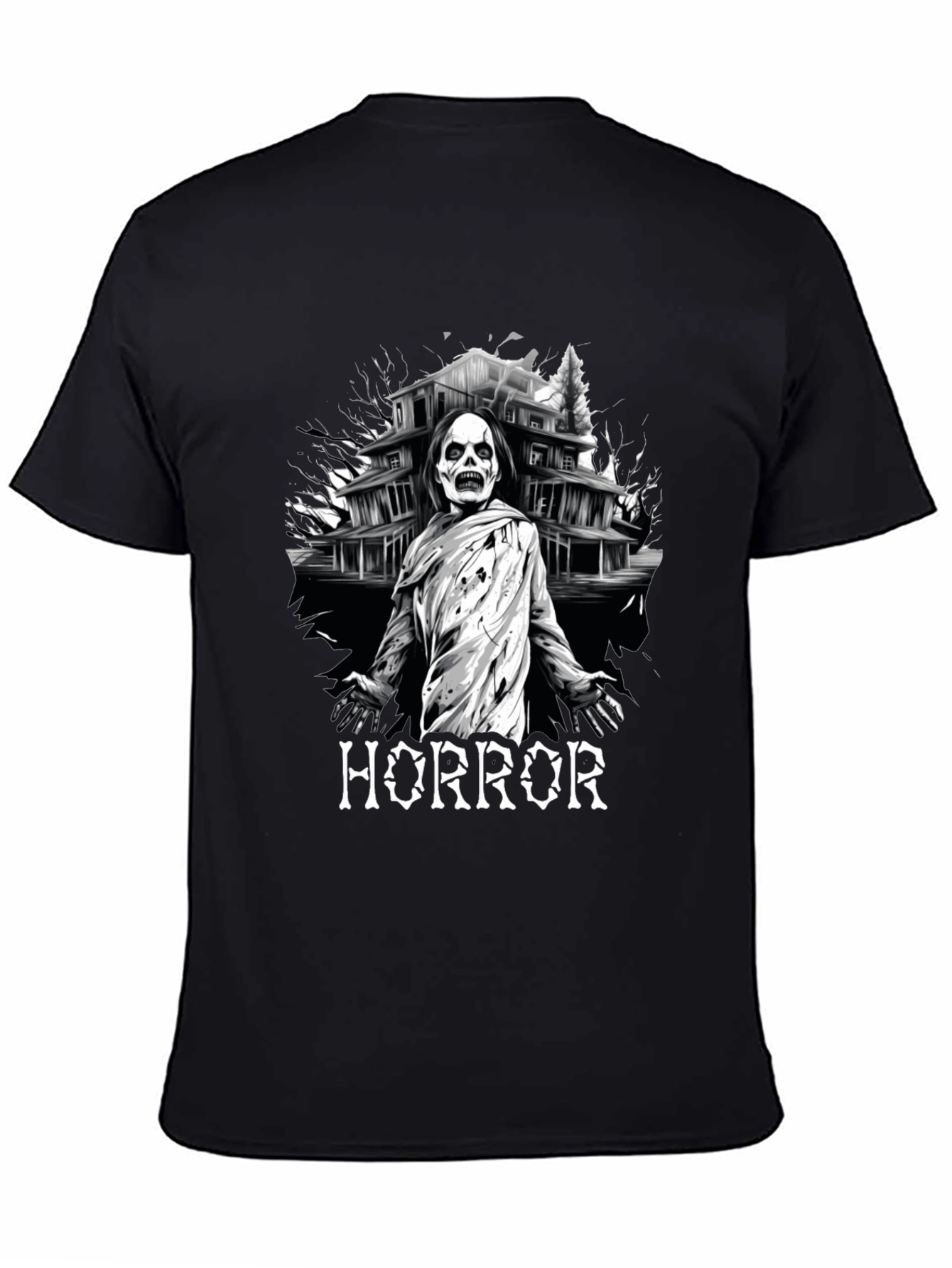 Horror Mansion Graphic Tee - Spooky Design