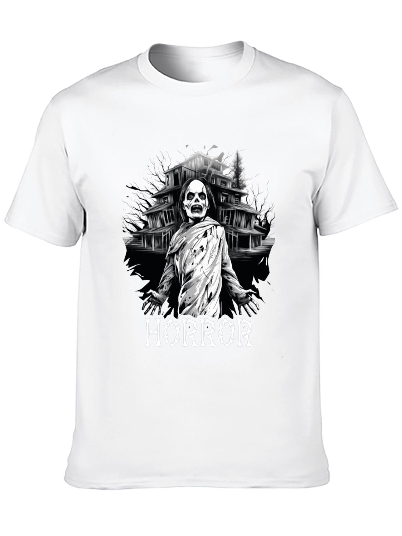 Horror Mansion Graphic Tee - Spooky Design
