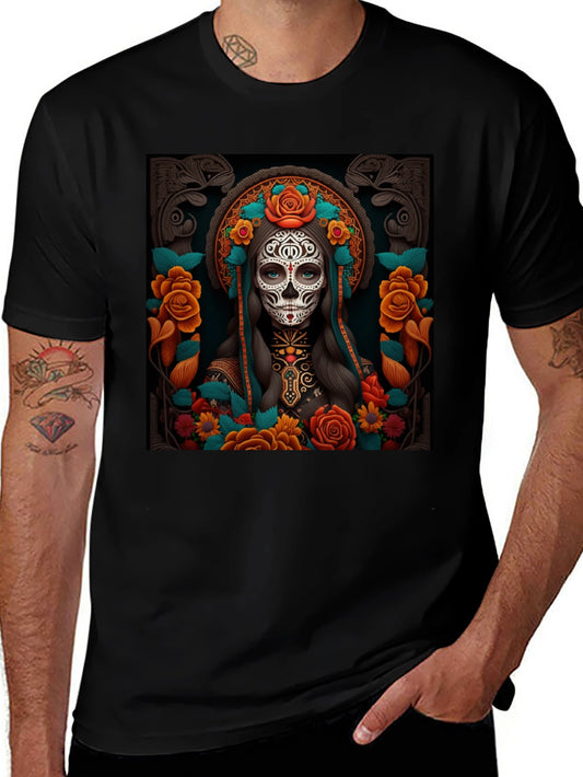 Day of the Dead T-Shirt - Sugar Skull Floral Design