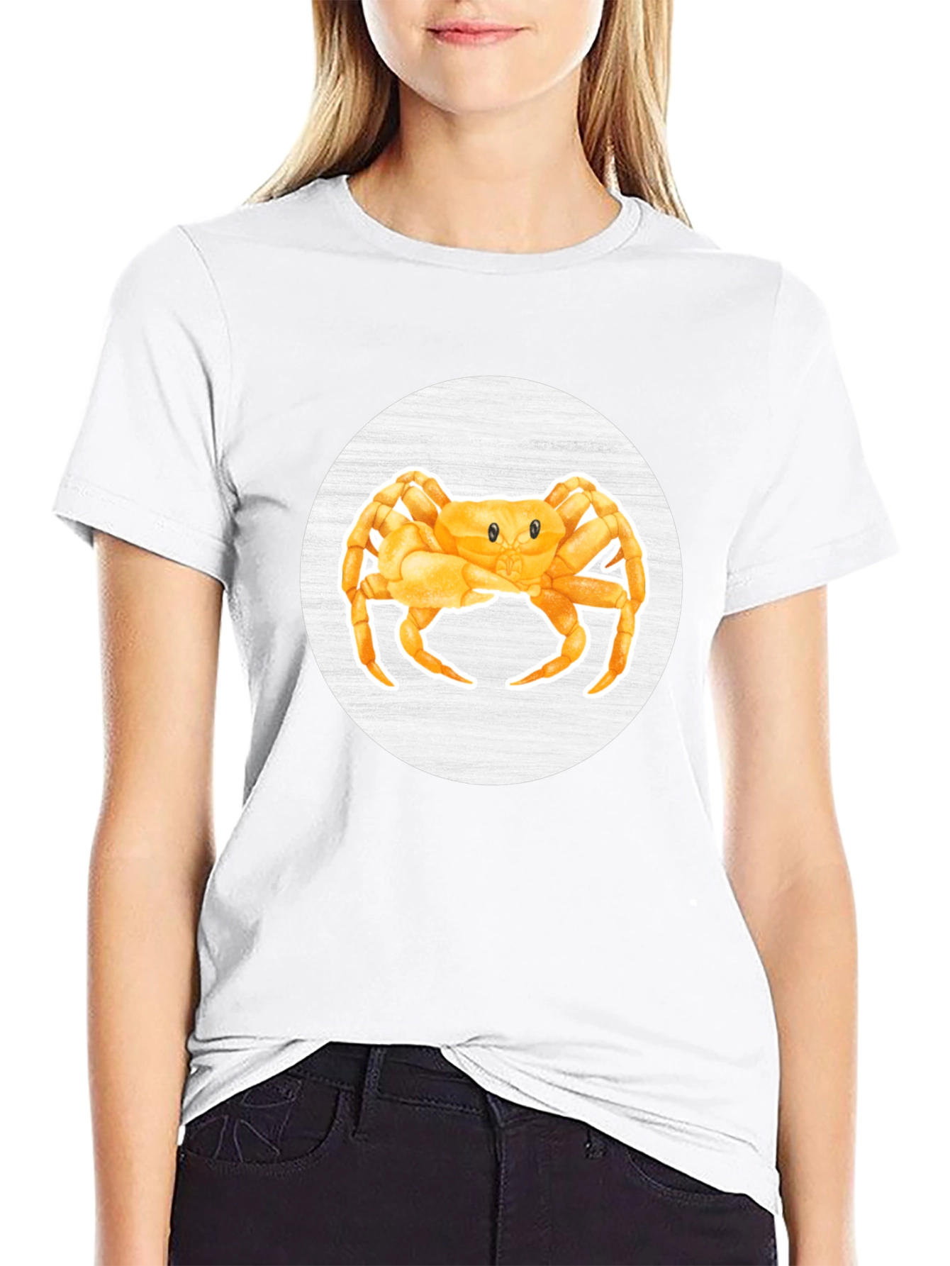 Crab Graphic Tee - Black Cotton Casual Shirt