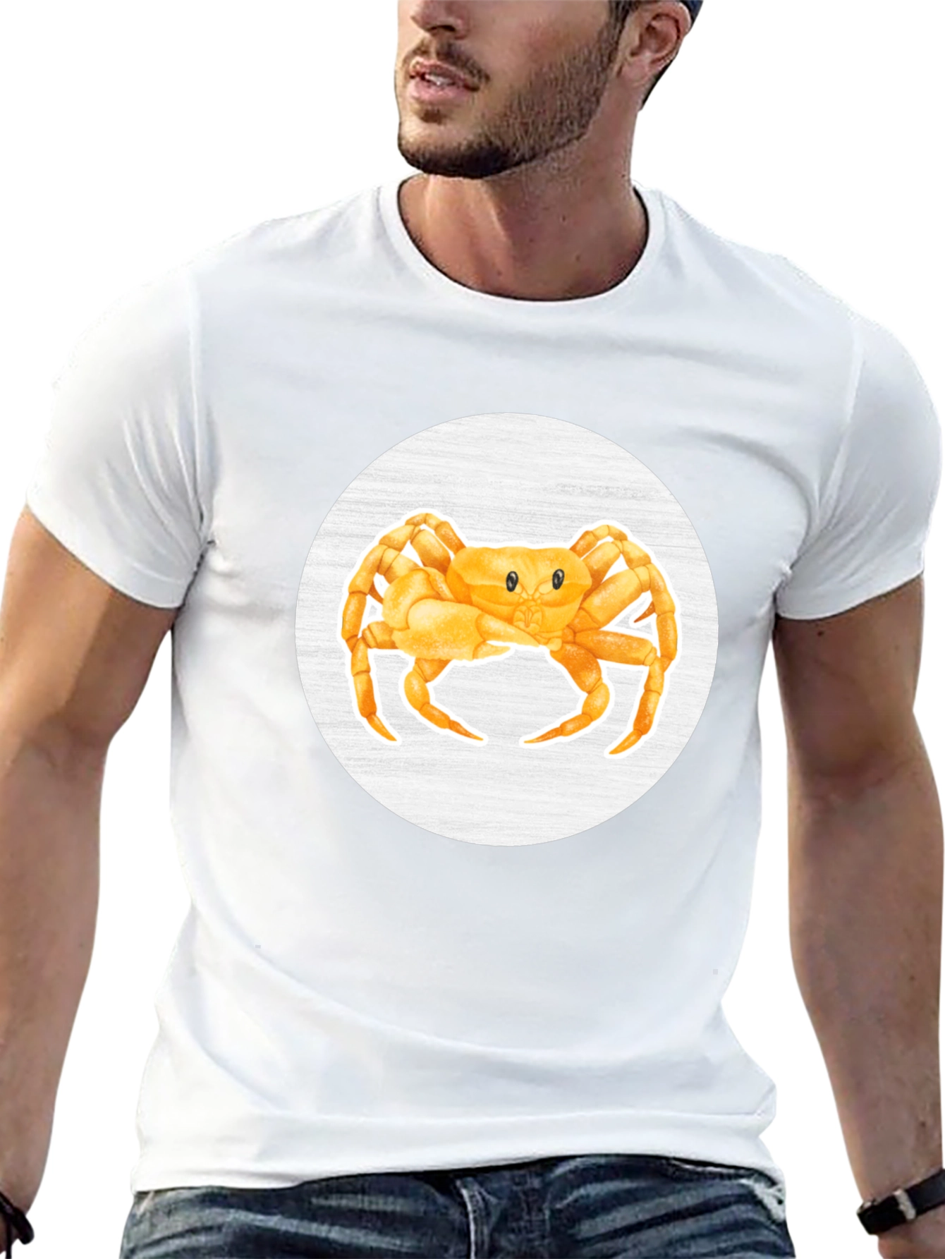 Crab Graphic Tee - Black Cotton Casual Shirt
