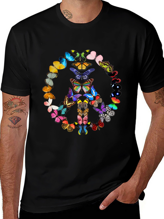 Butterfly Peace Sign Graphic T-Shirt