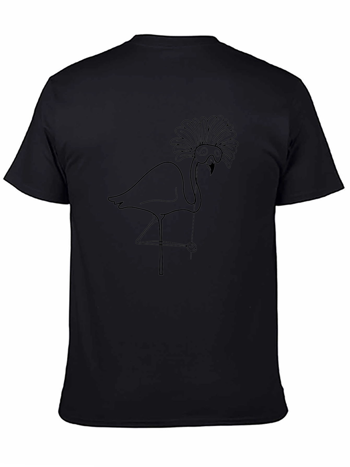 Whimsical Flamingo Graphic T-Shirt - Black