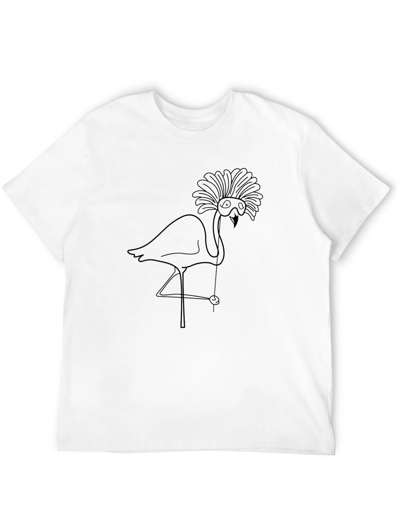 Whimsical Flamingo Graphic T-Shirt - Black